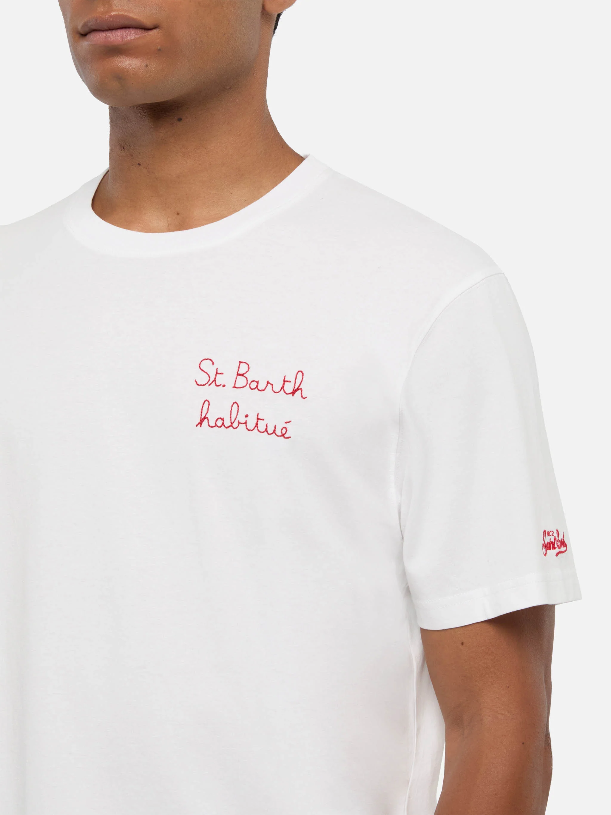 T-shirt Portofino in cotone con ricamo St. Barth habituè - Image 2