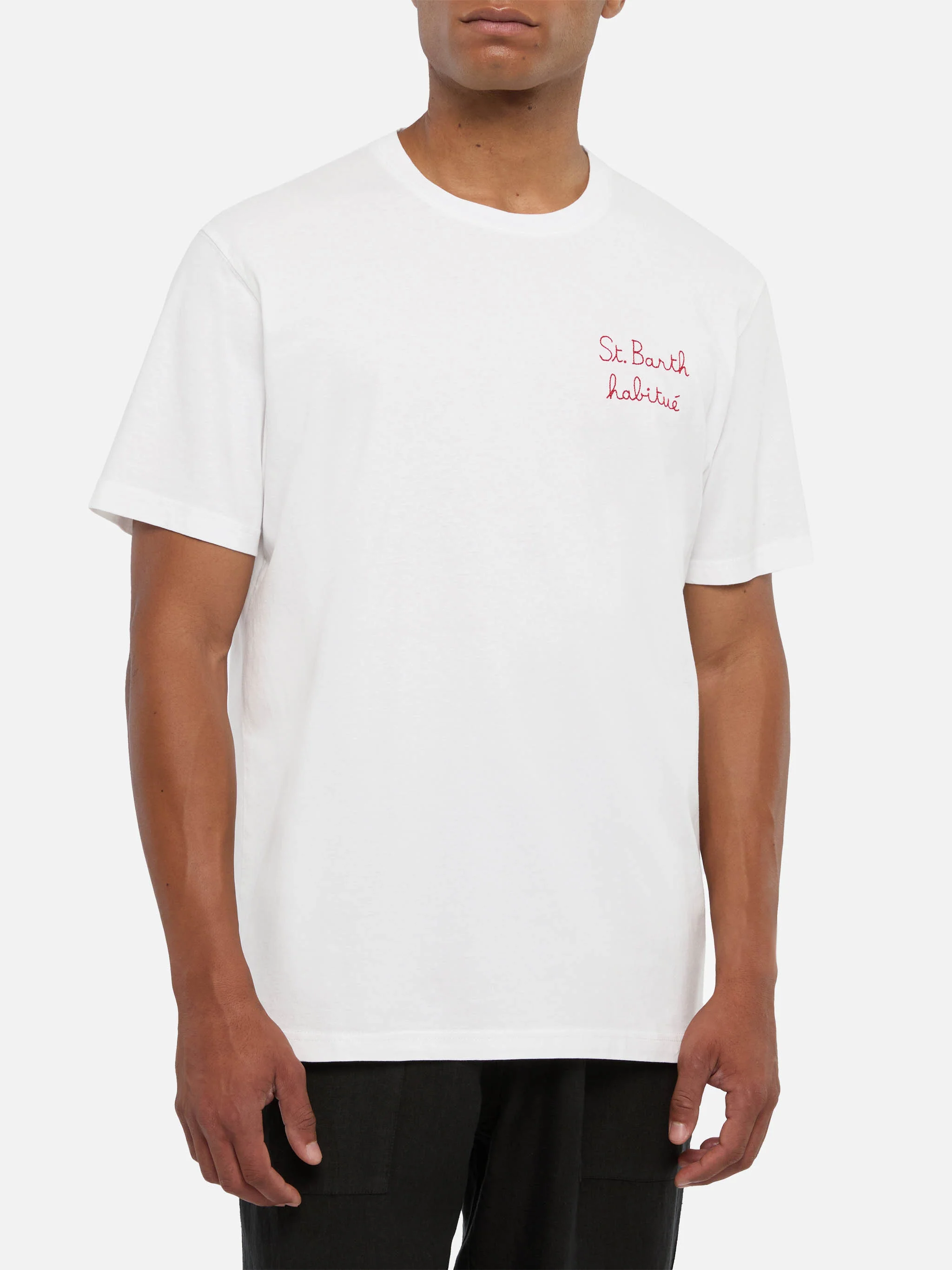 T-shirt Portofino in cotone con ricamo St. Barth habituè - Image 3