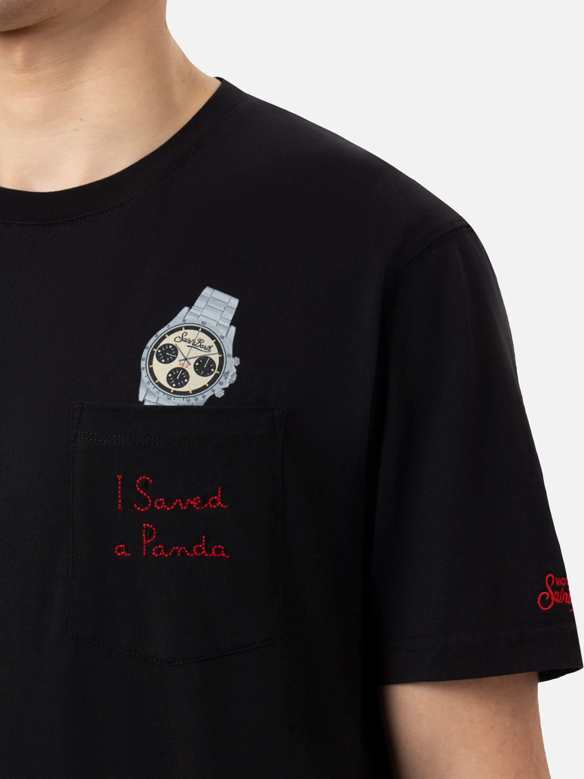 Tshirt in cotone Austin con ricamo e stampa orologio - Image 2