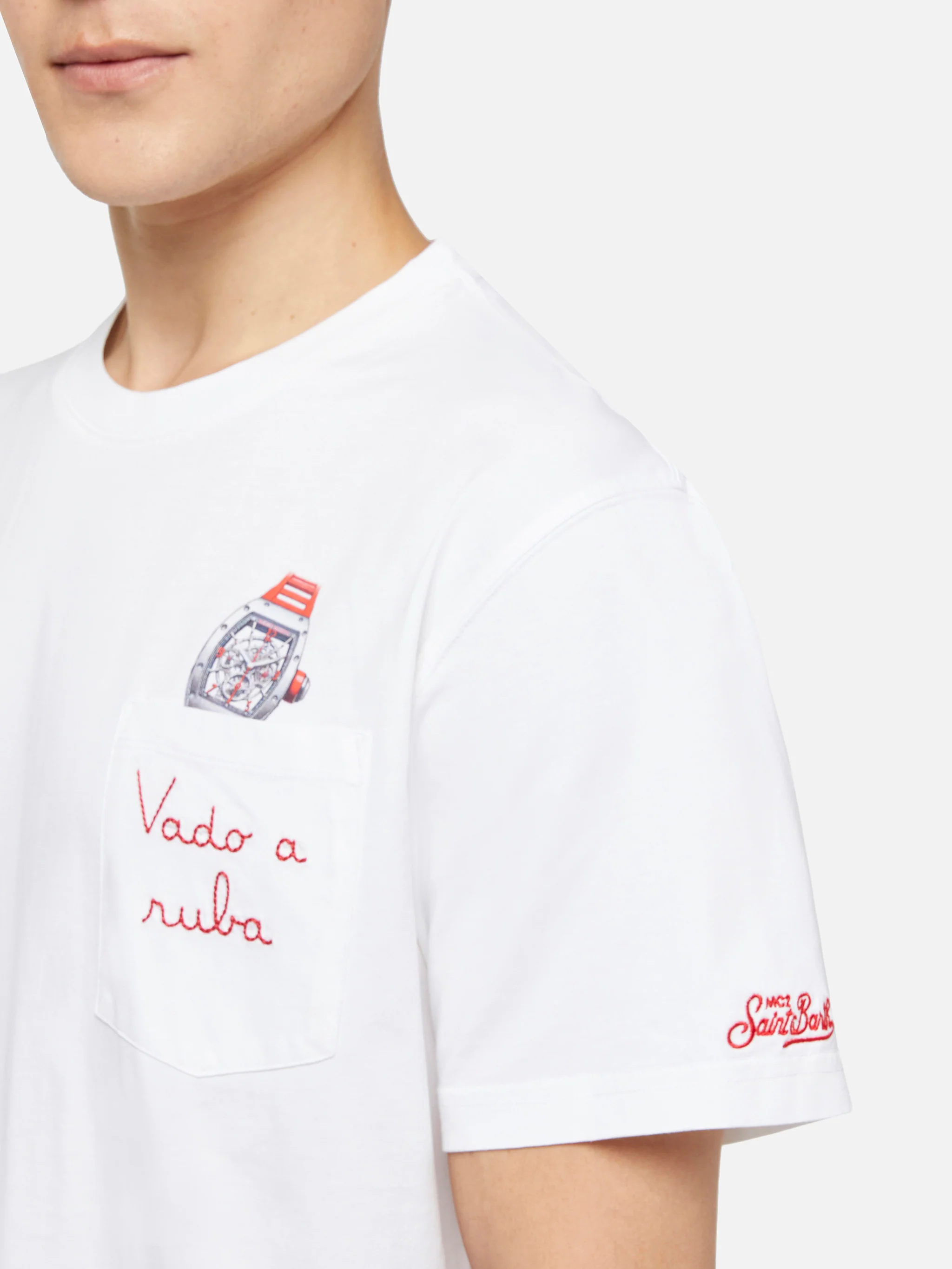 Tshirt in cotone Austin con ricamo e stampa orologio - Image 2