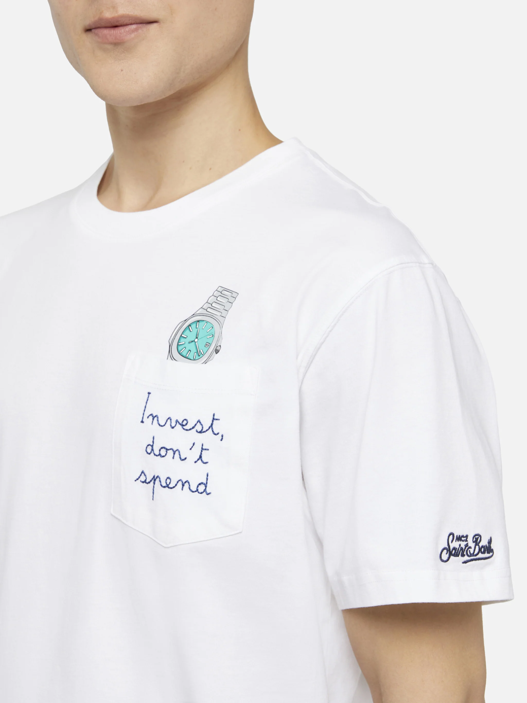 Tshirt in cotone Austin con ricamo e stampa orologio - Image 2
