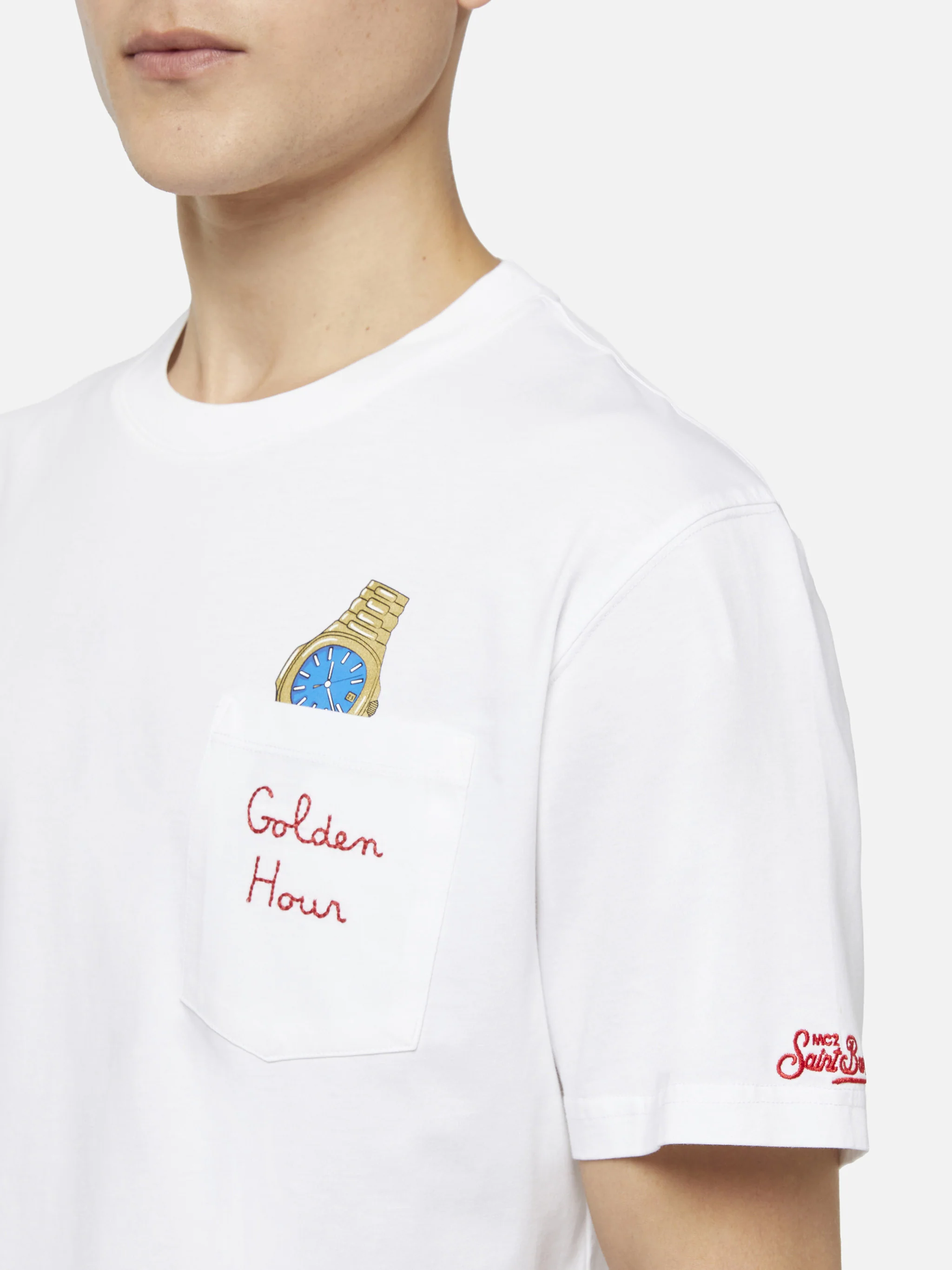 Tshirt in cotone Austin con ricamo e stampa orologio - Image 2
