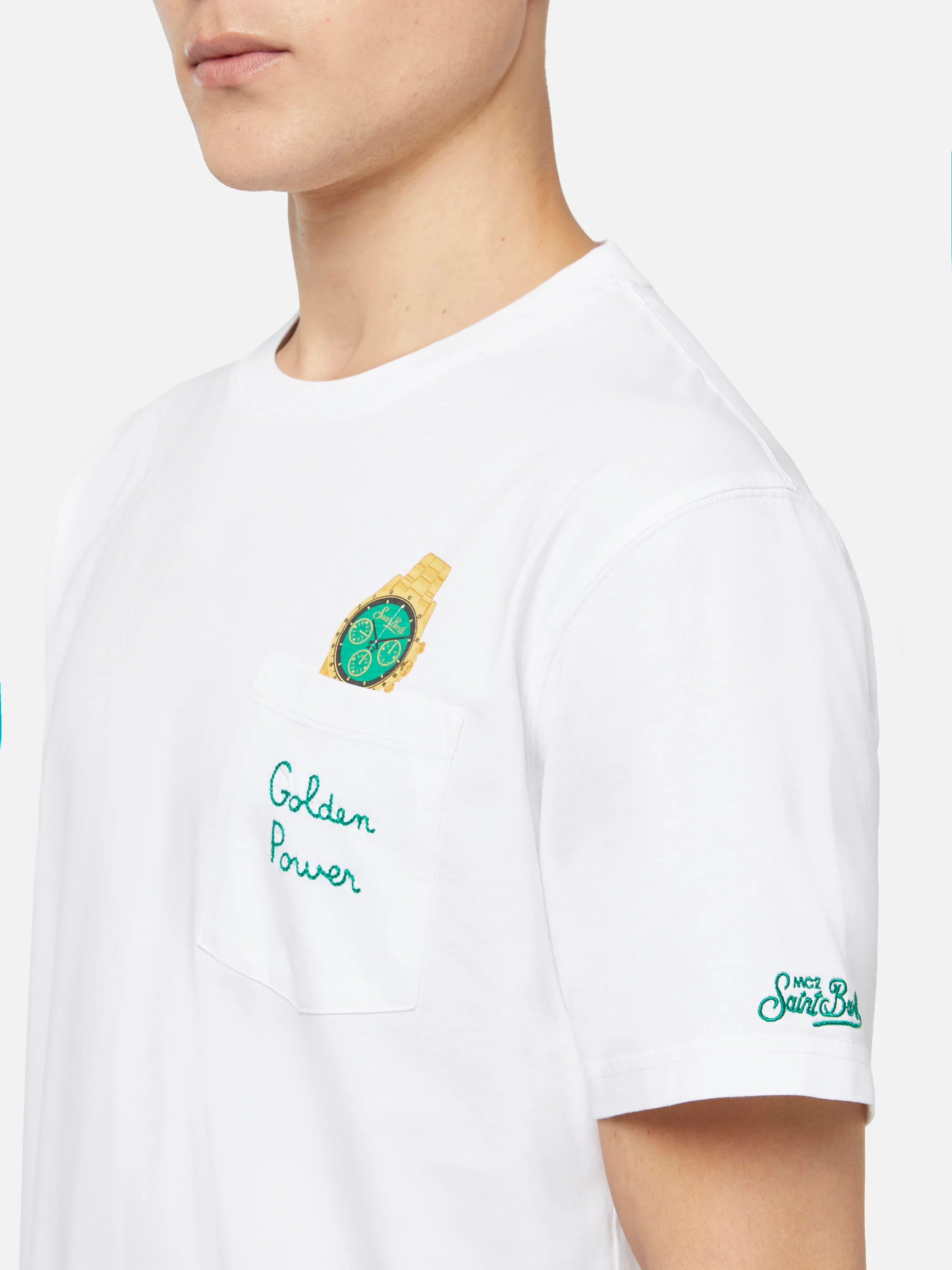 Tshirt in cotone Austin con ricamo e stampa orologio - Image 2