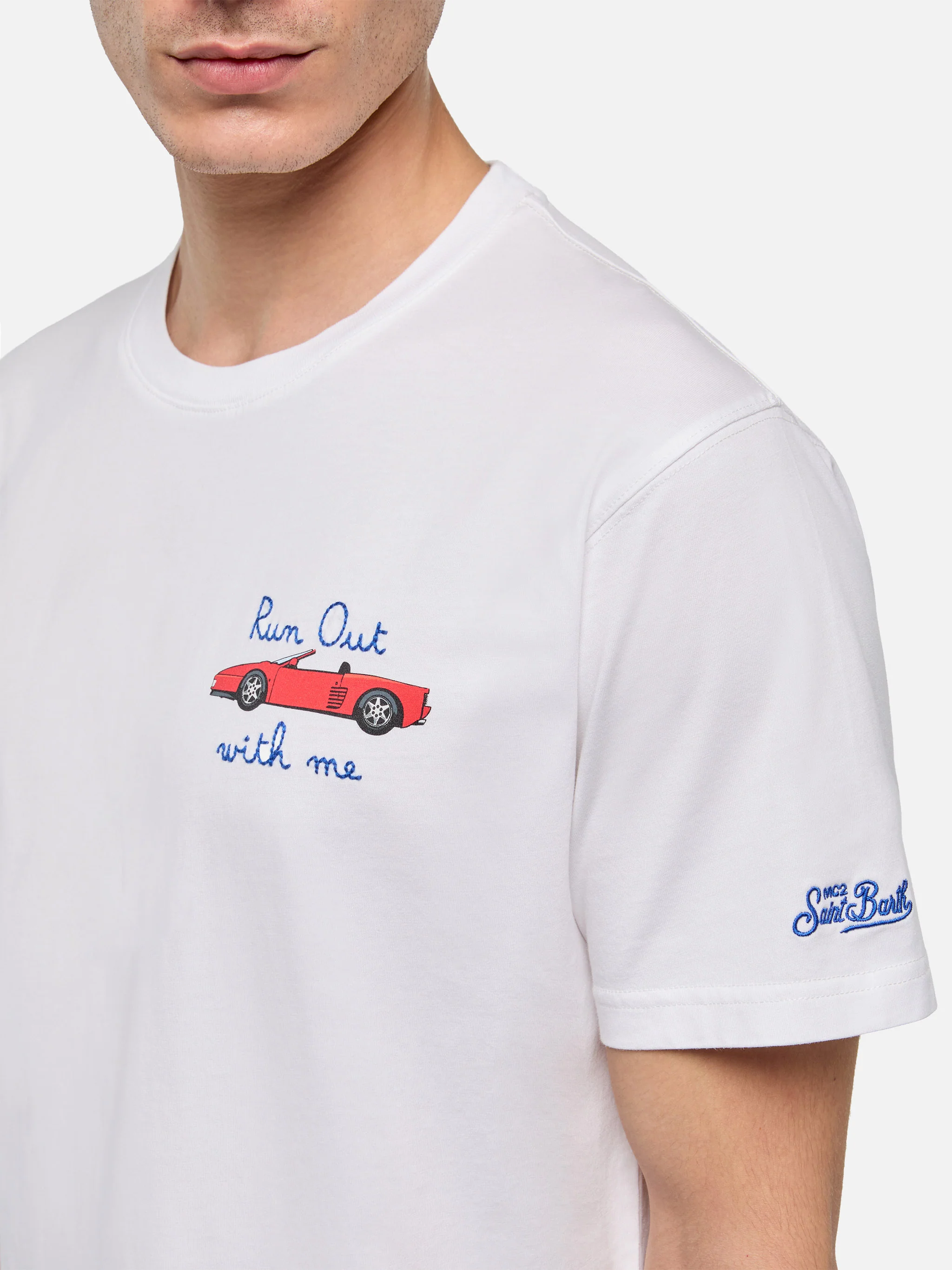 T-shirt Man stampa auto con ricamo Run out with me - Image 2