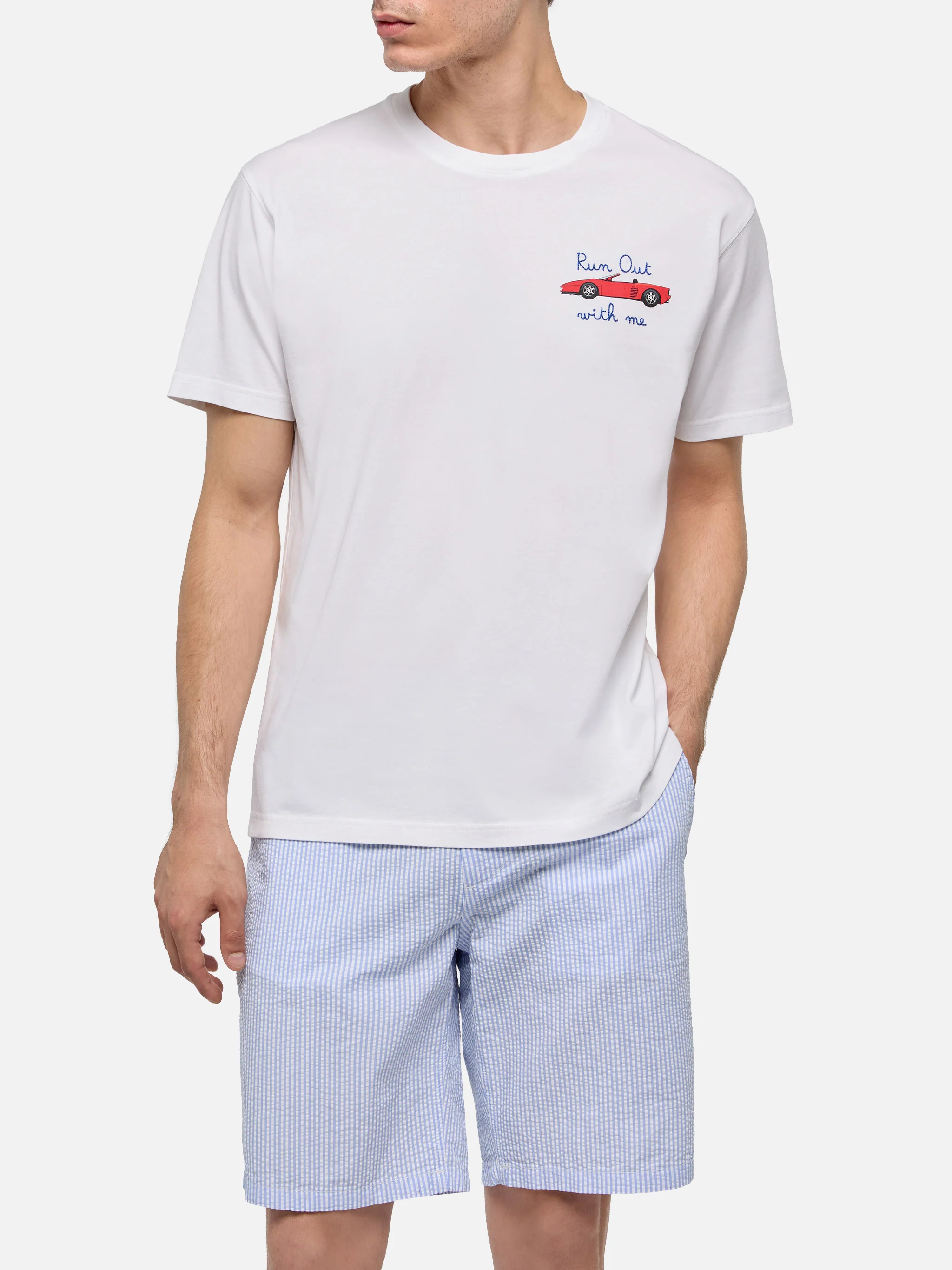 T-shirt Man stampa auto con ricamo Run out with me - Image 3