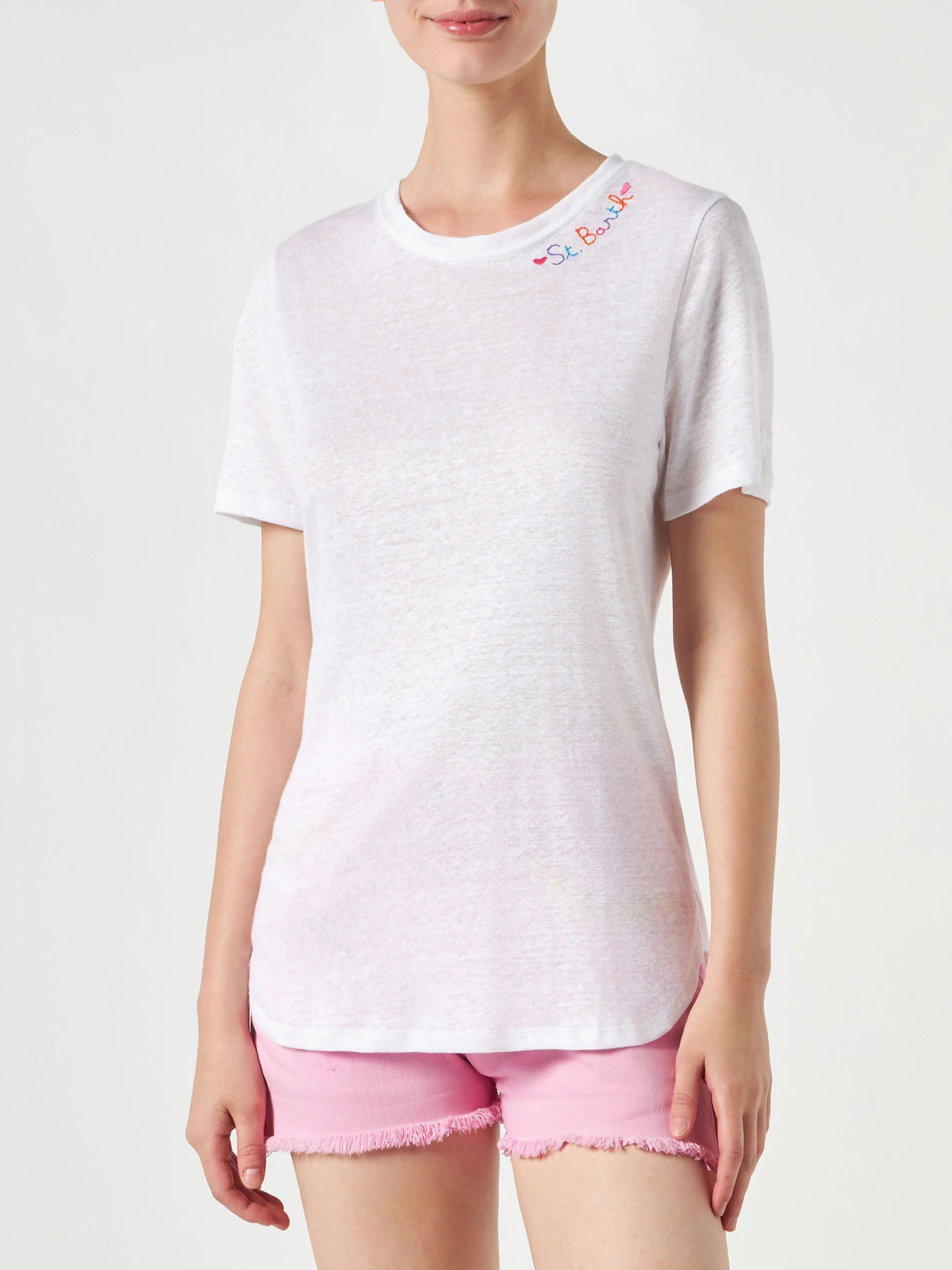 T-shirt in cotone con ricamo Love St. Barth - Image 2