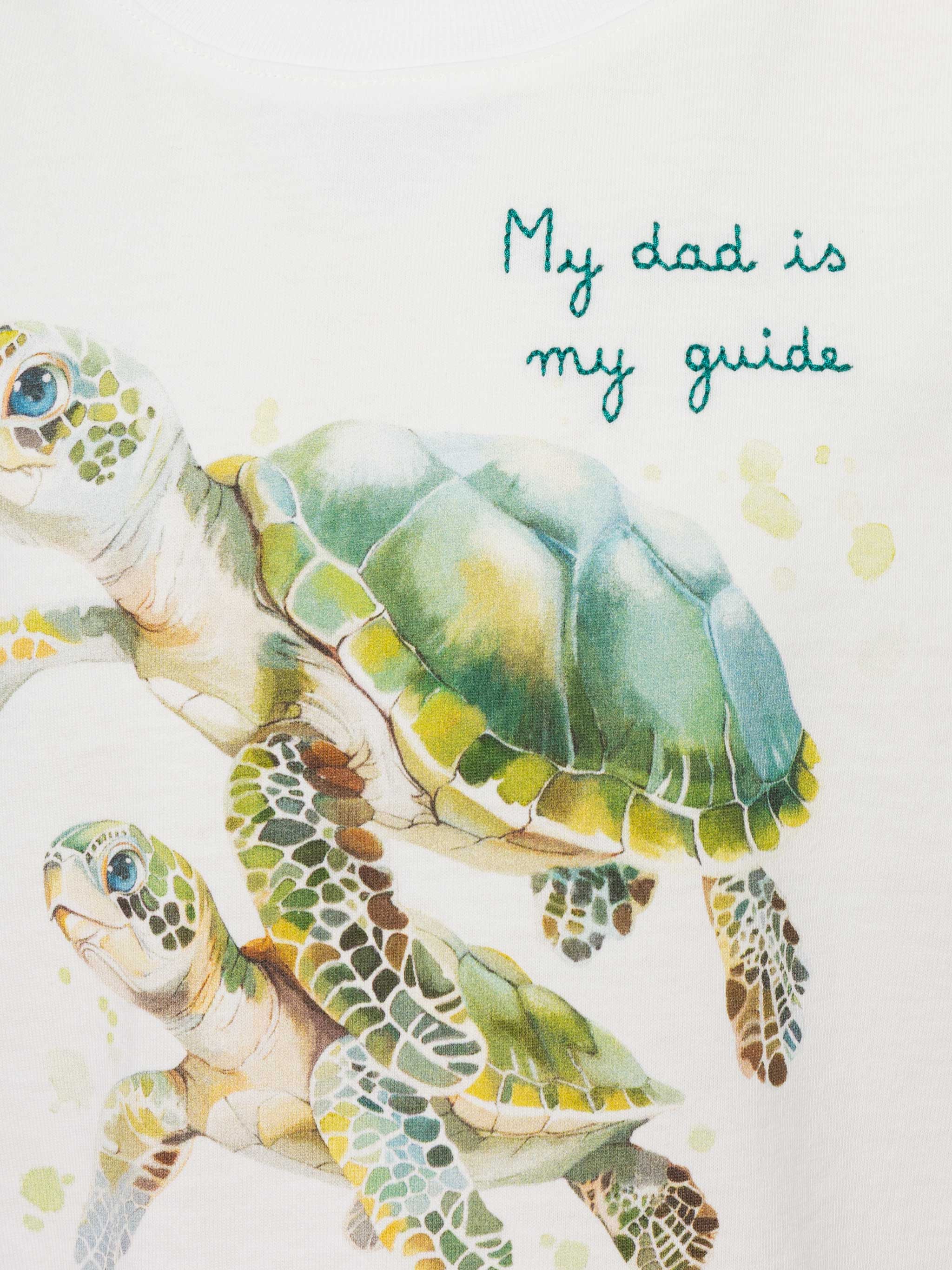 T-shirt in cotone con ricamo My Dad is my guide - Image 3