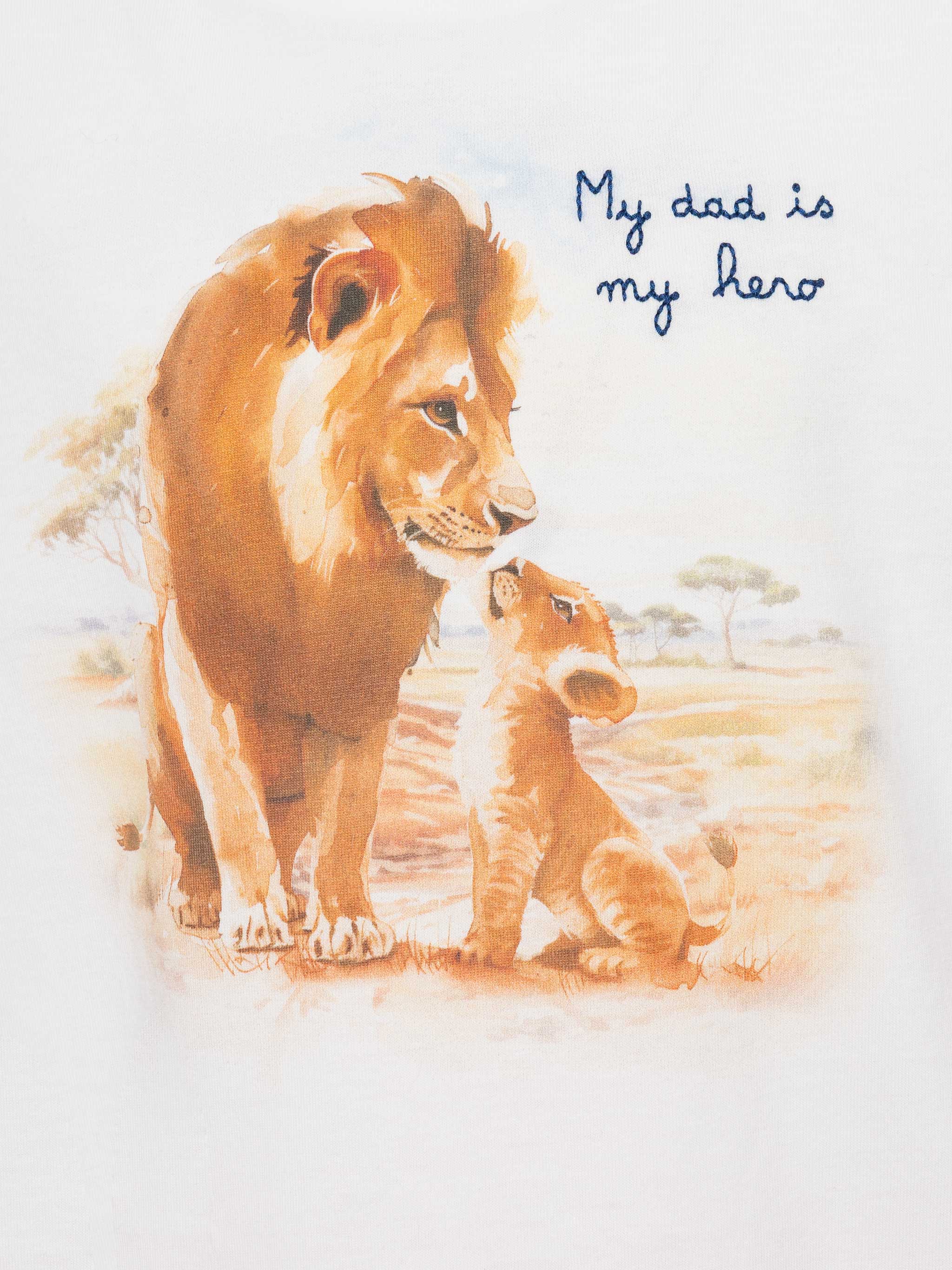 T-shirt in cotone con ricamo My Dad is my hero - Image 2