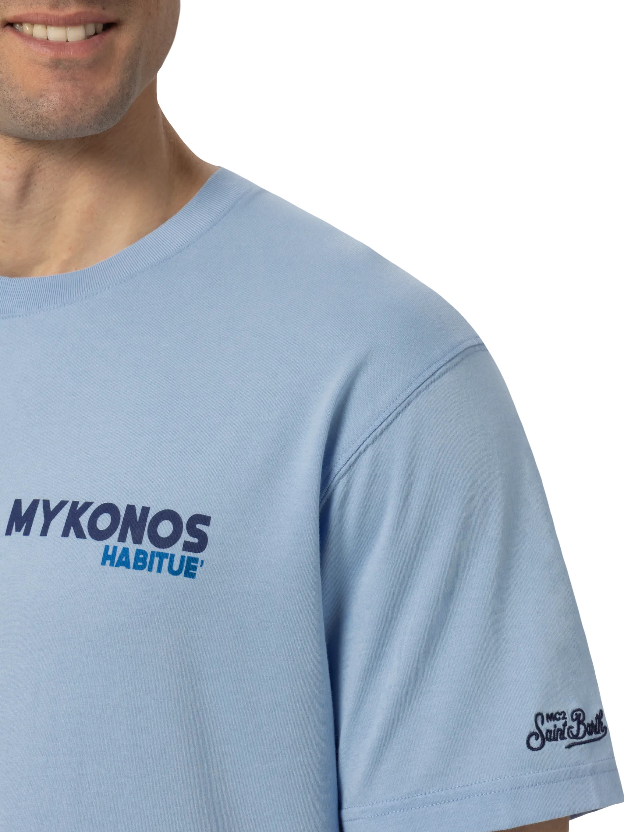T-shirt Man stampa postcard Mykonos - Image 2