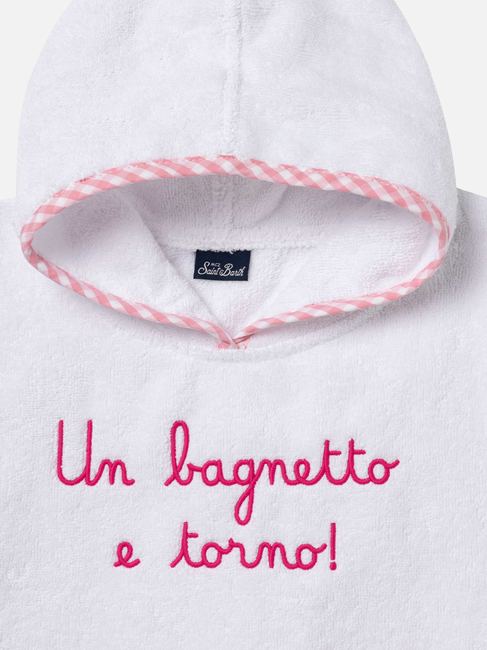 Accappatoio in spugna di cotone con ricamo Un bagnetto e torno - Image 2