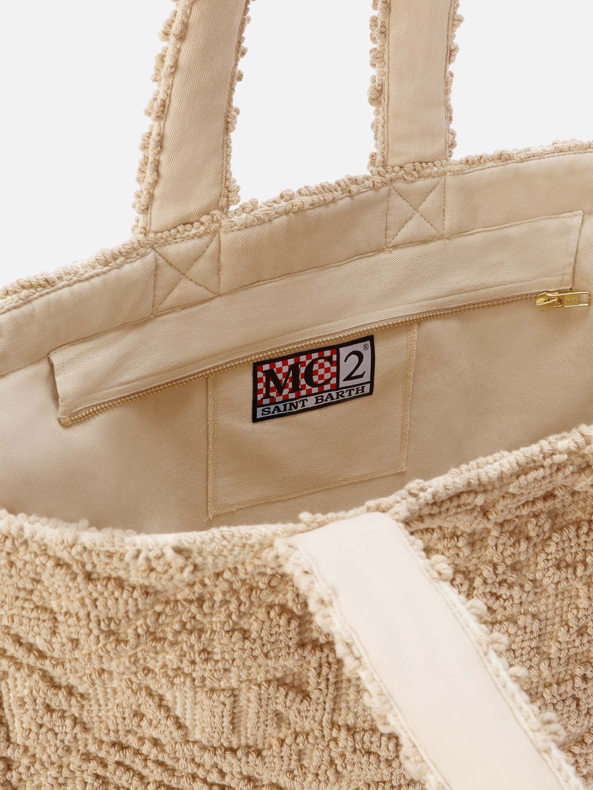 Borsa Tufting in cotone con ricamo in rilievo - Image 4