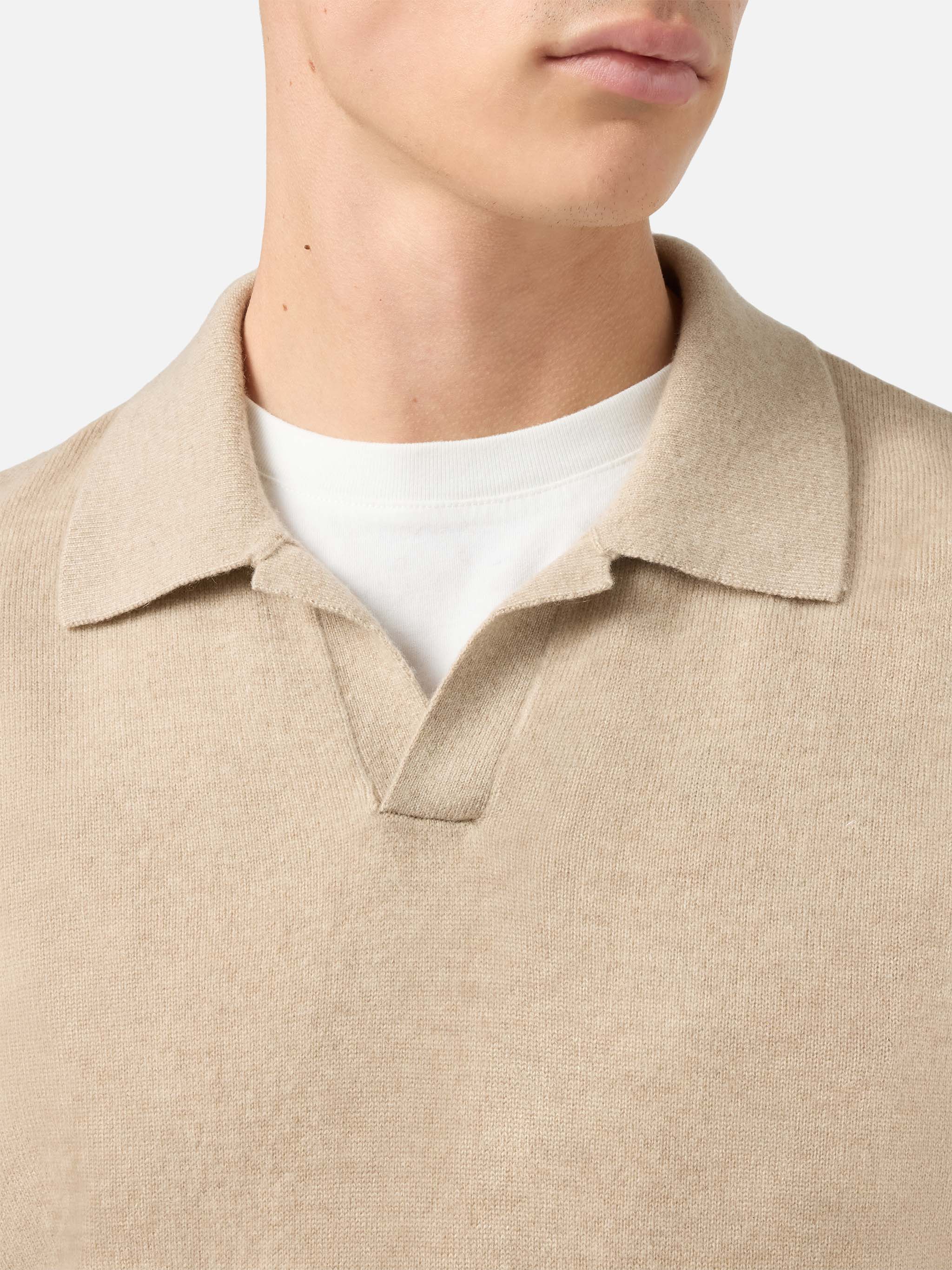 Polo in maglia di cashmere Covent beige - Image 2