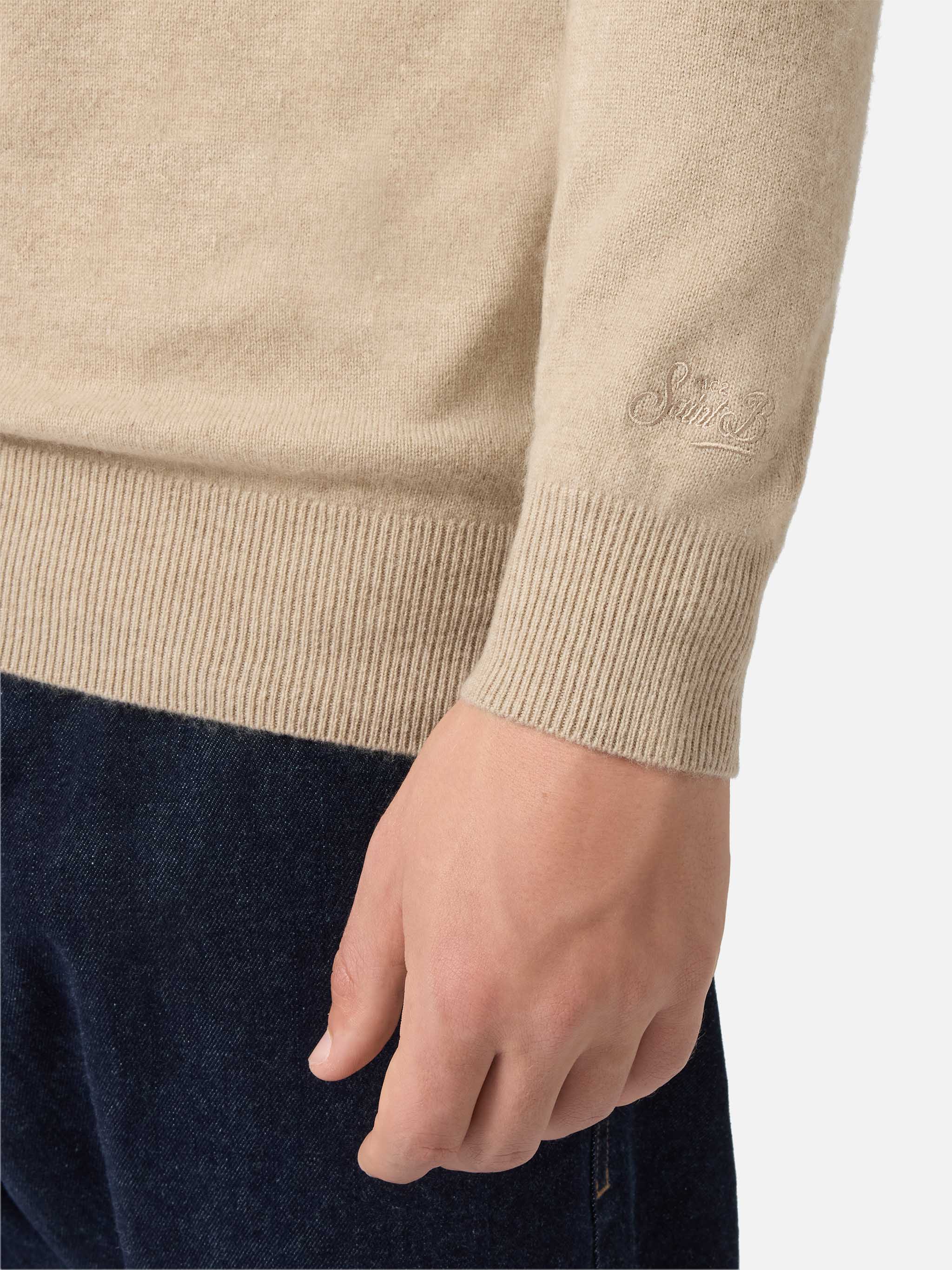Polo in maglia di cashmere Covent beige - Image 4