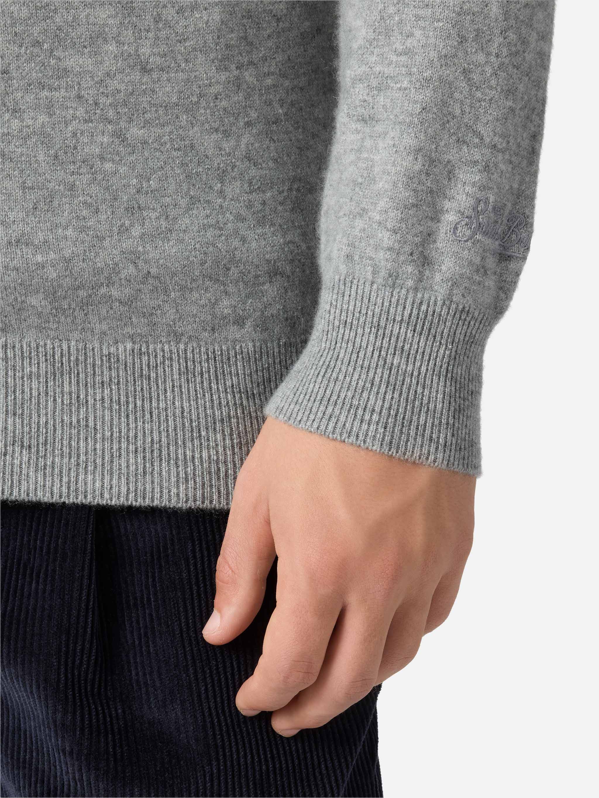 Polo in maglia di cashmere Covent grigio melange - Image 4