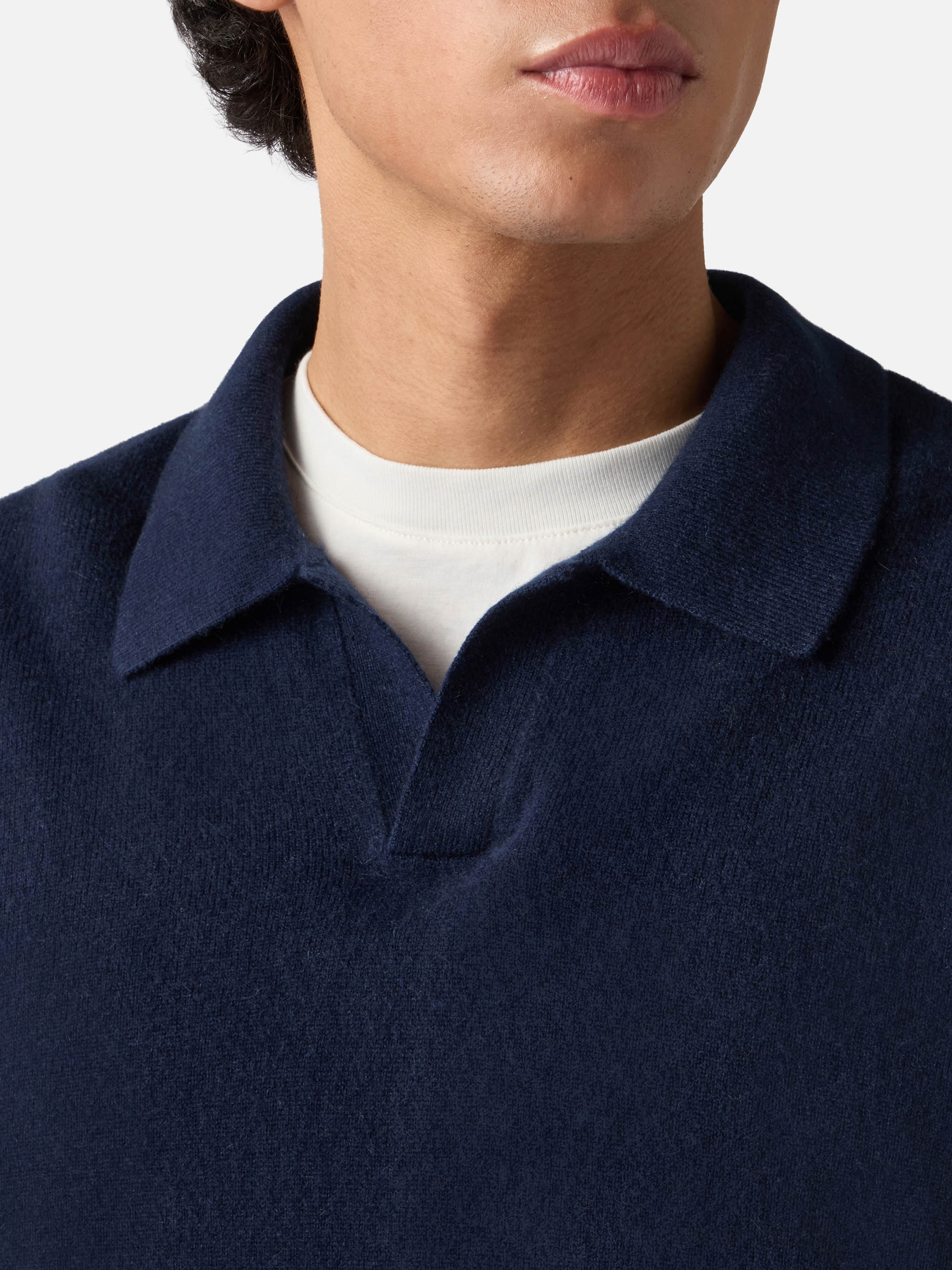 Polo in maglia di cashmere Covent blu notte - Image 2