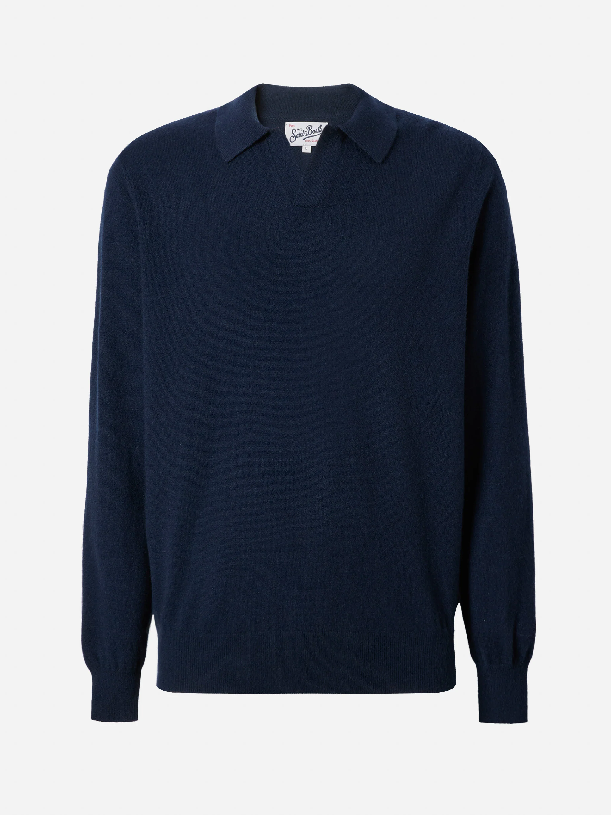 Polo in maglia di cashmere Covent blu notte - Image 5