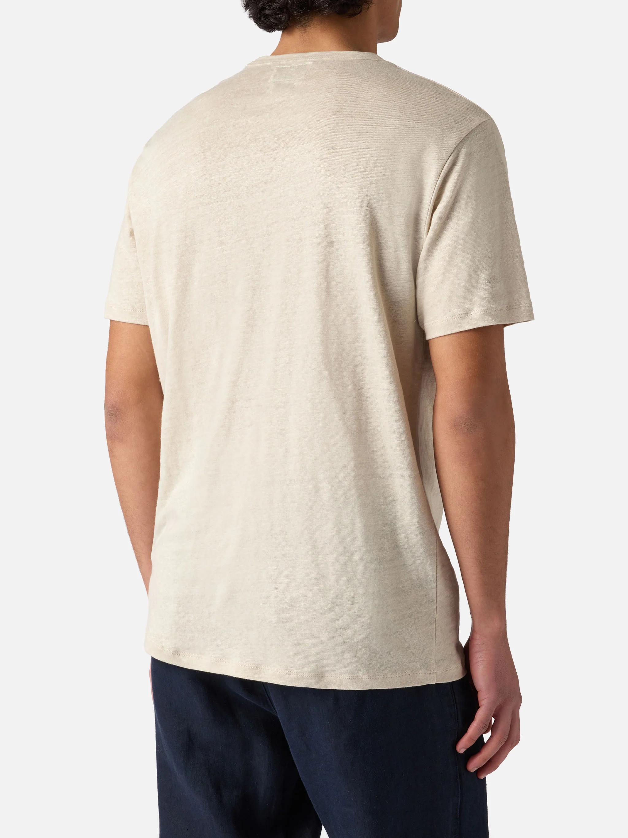 T-shirt Ecstasea in puro lino panna con logo ricamato - Image 4