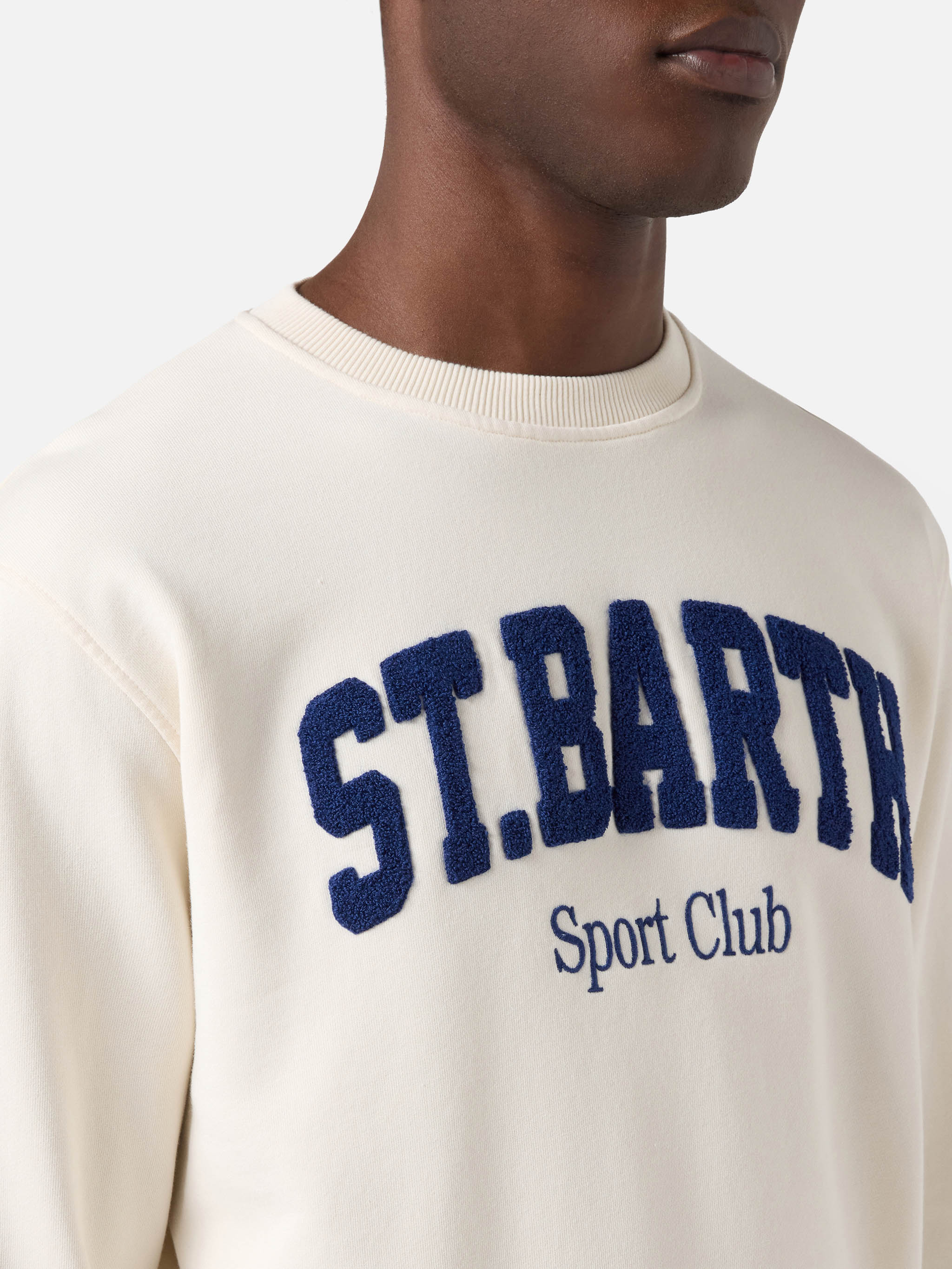 Felpa Ponza in cotone crema con logo Sport Club effetto spugna - Image 2