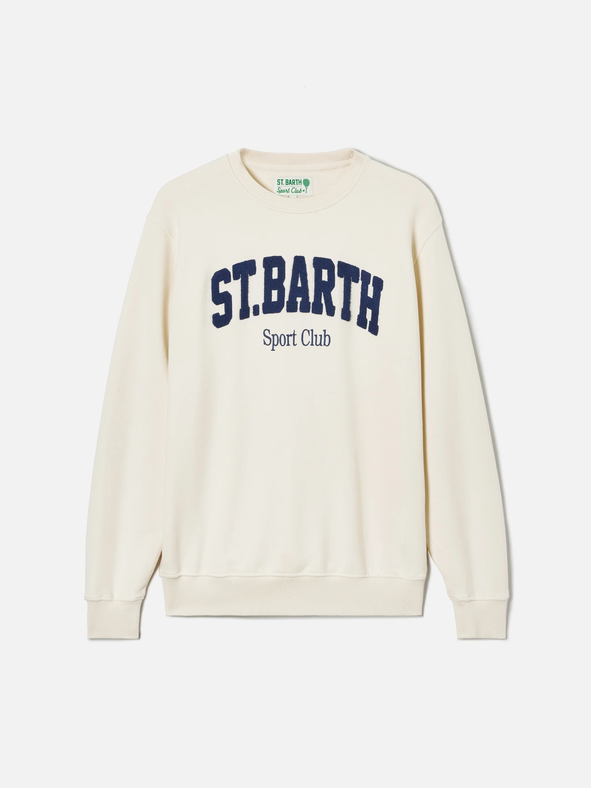 Felpa Ponza in cotone crema con logo Sport Club effetto spugna - Image 4