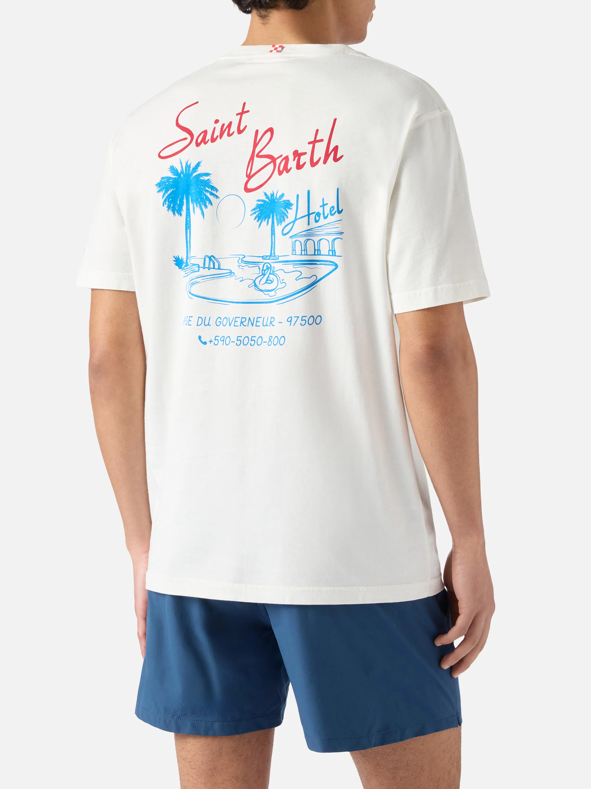 T-shirt Portland panna con stampa St. Barth Hotel - Image 4