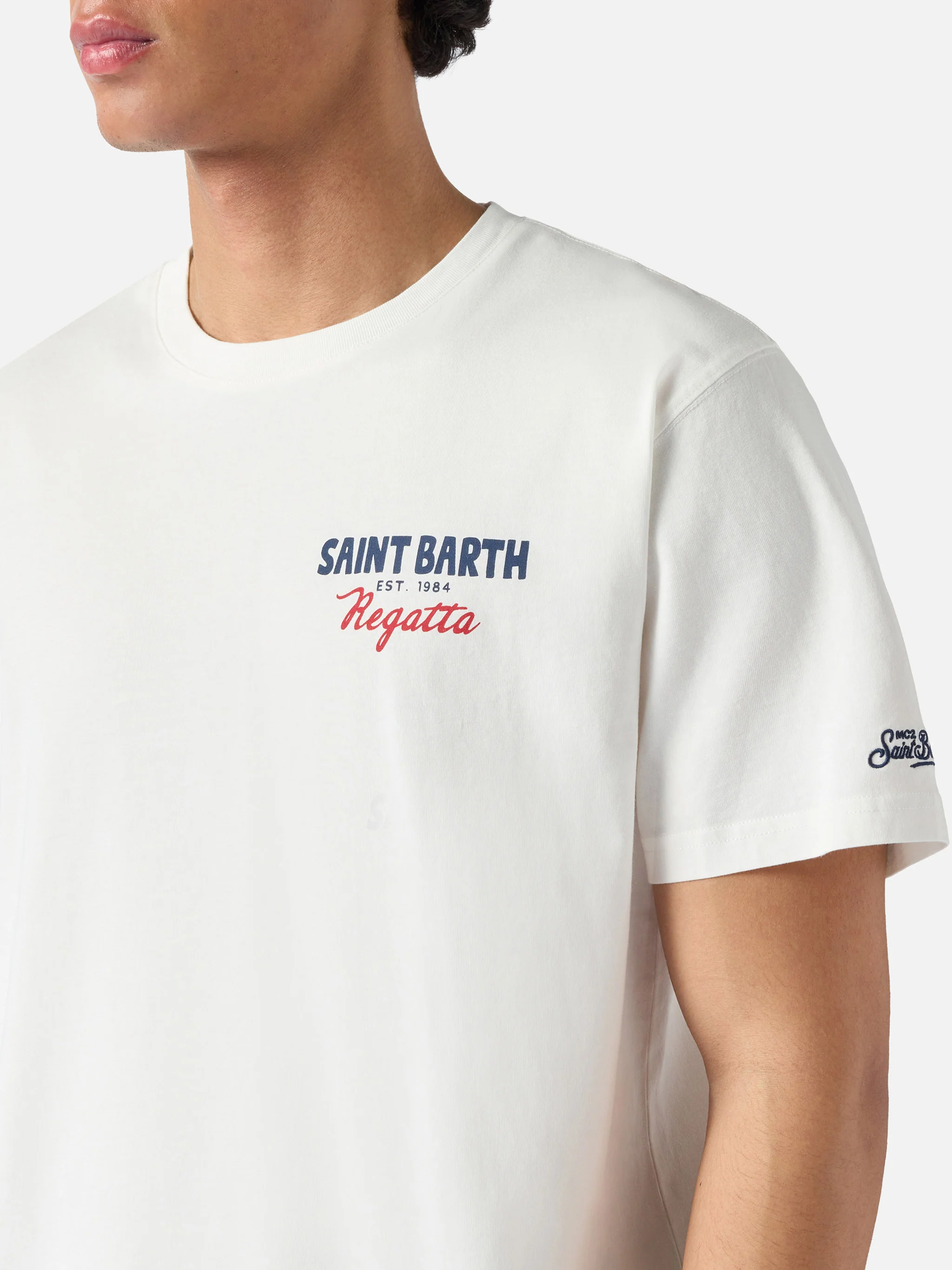 T-shirt Portland panna con stampa St. Barth Regatta - Image 2
