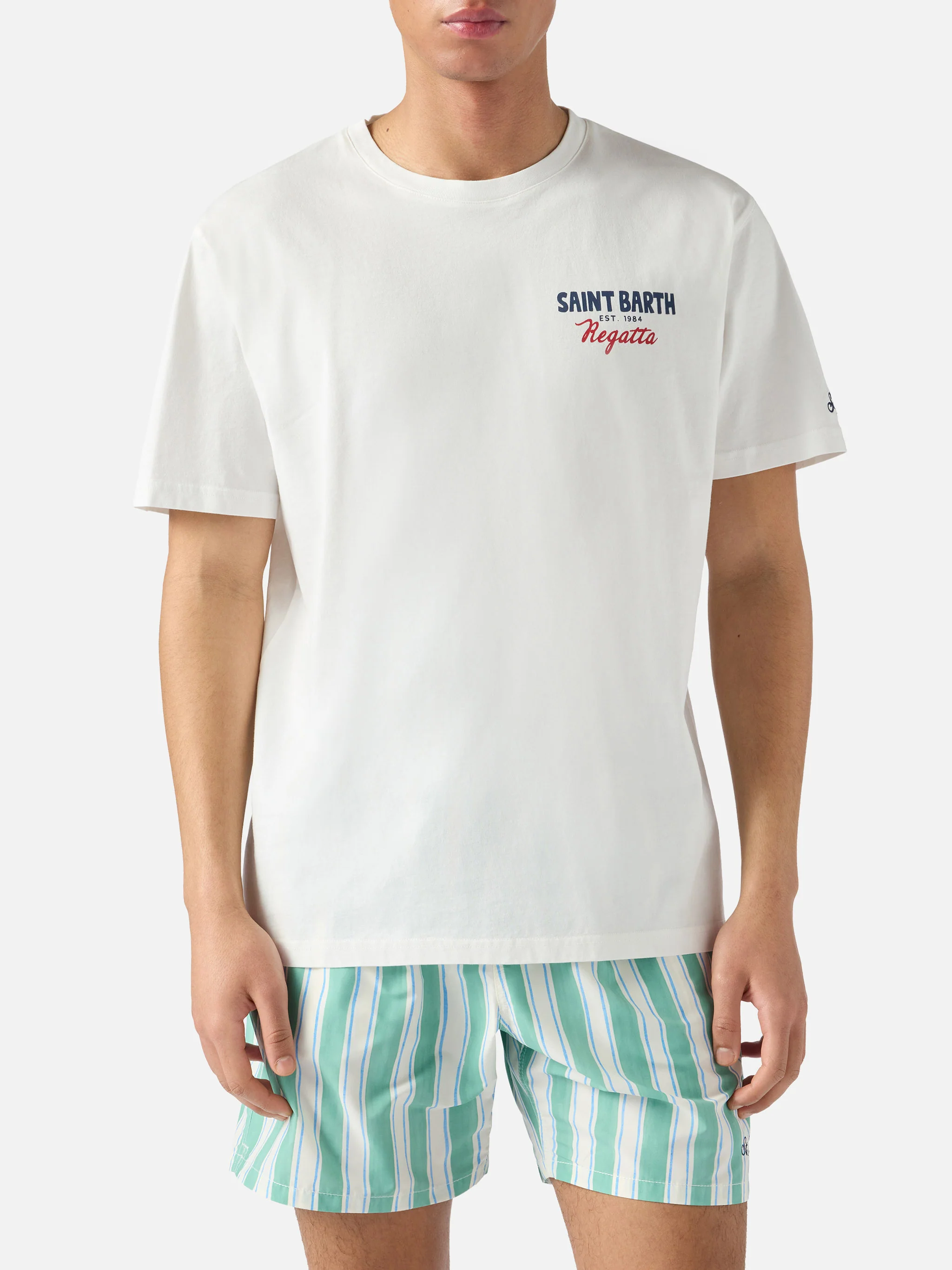 T-shirt Portland panna con stampa St. Barth Regatta - Image 3