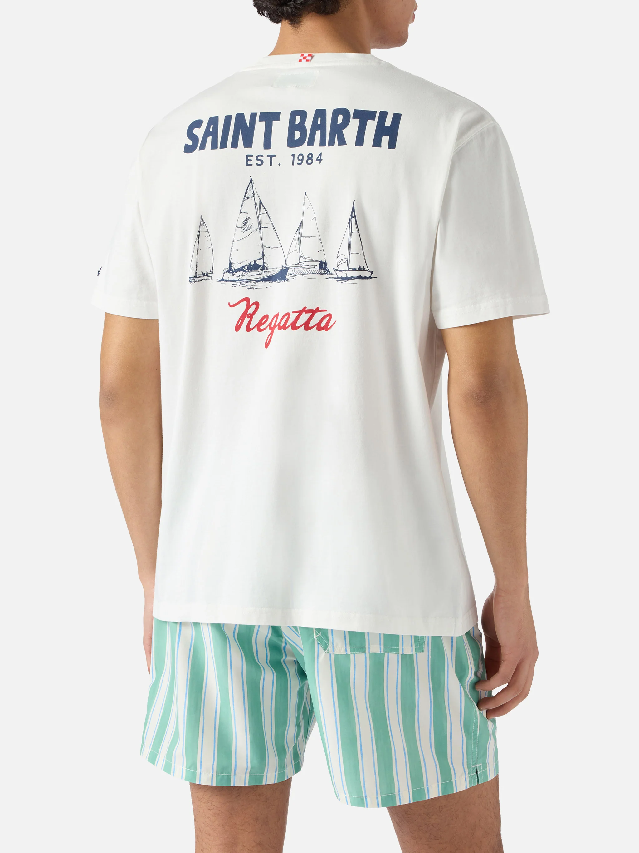 T-shirt Portland panna con stampa St. Barth Regatta - Image 4