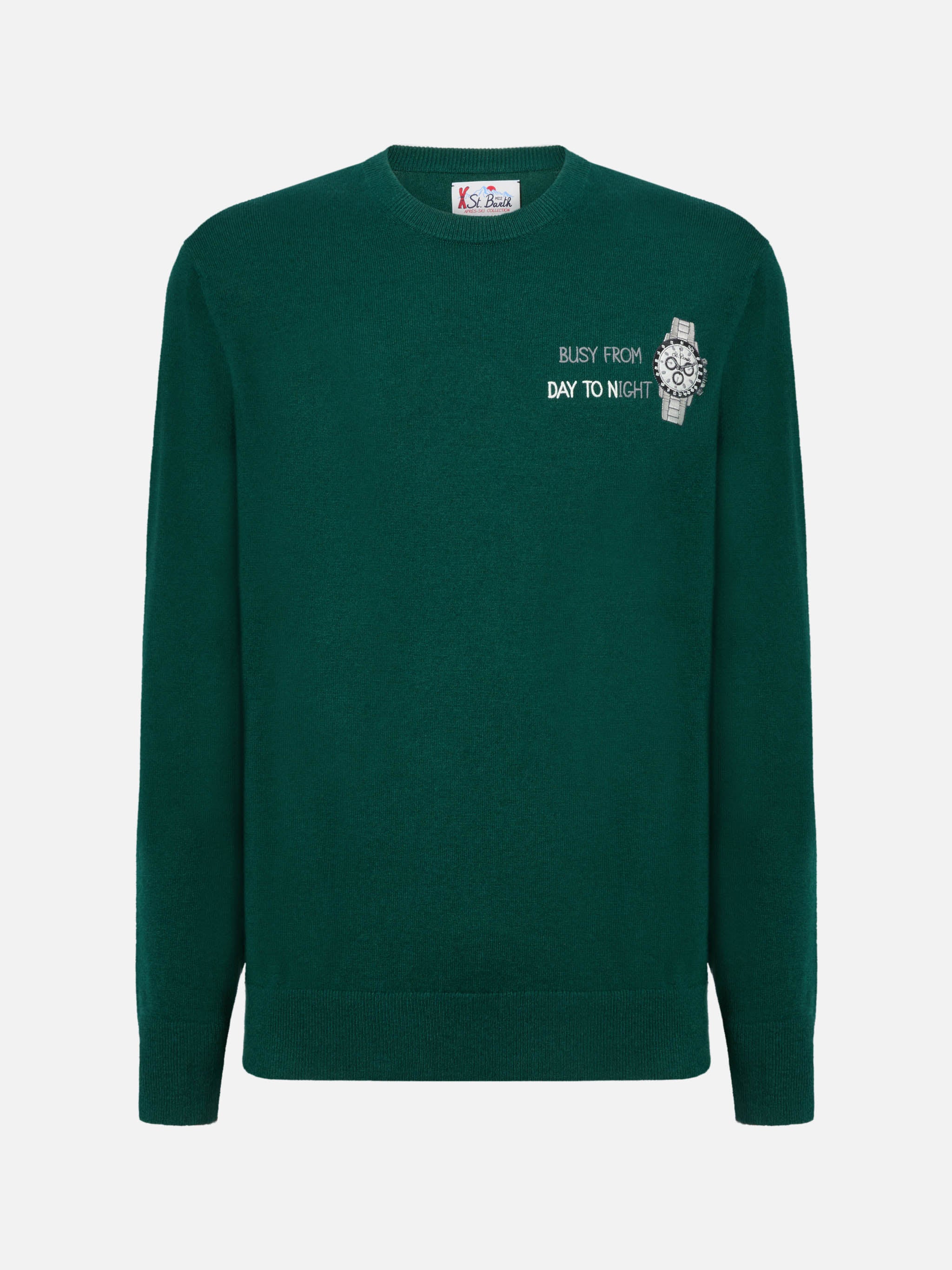 Maglione a girocollo Heron Light con ricamo Busy from day to night - Image 5