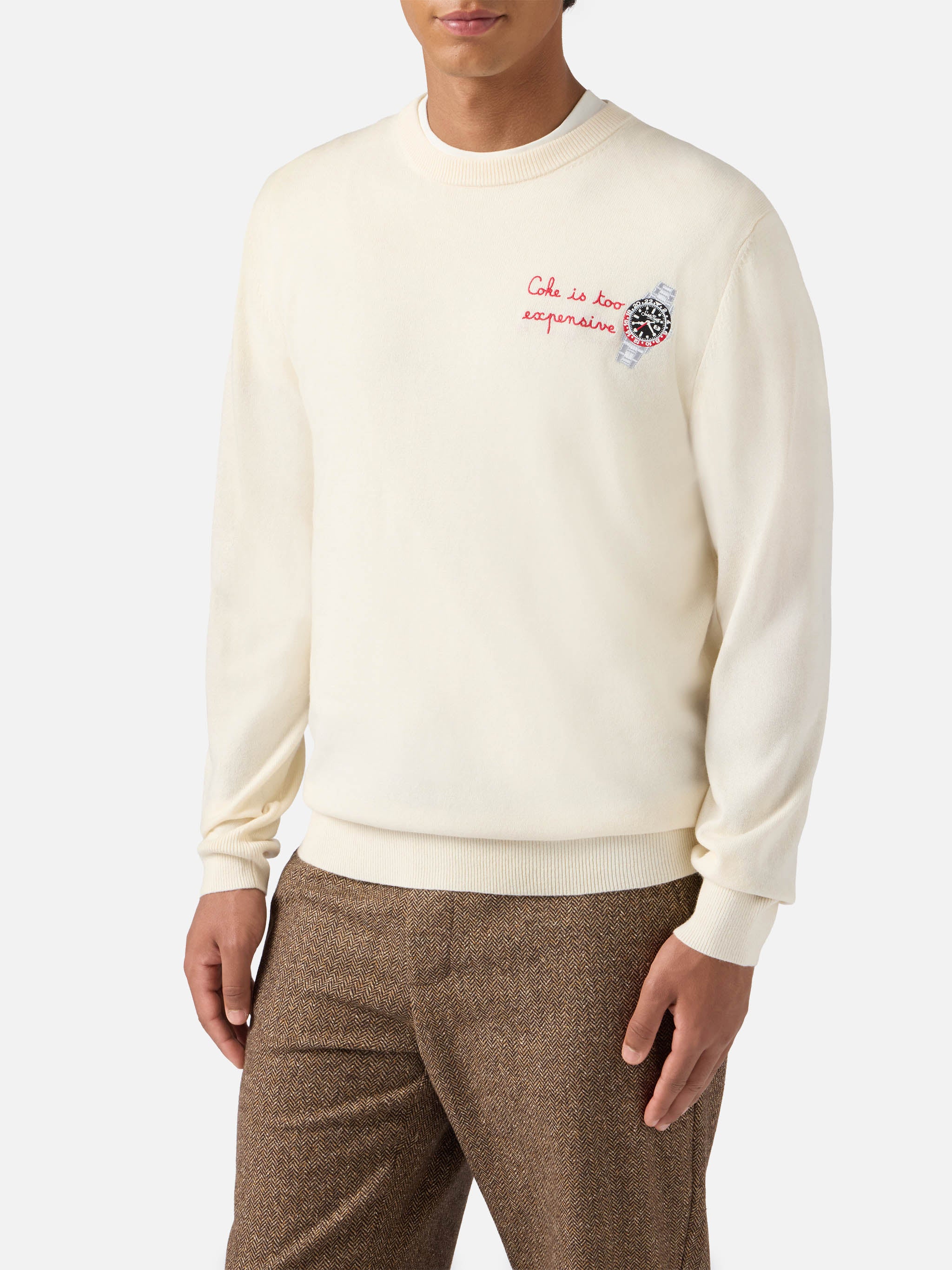 Maglione a girocollo Heron Light con ricamo Coke is too expensive - Image 2