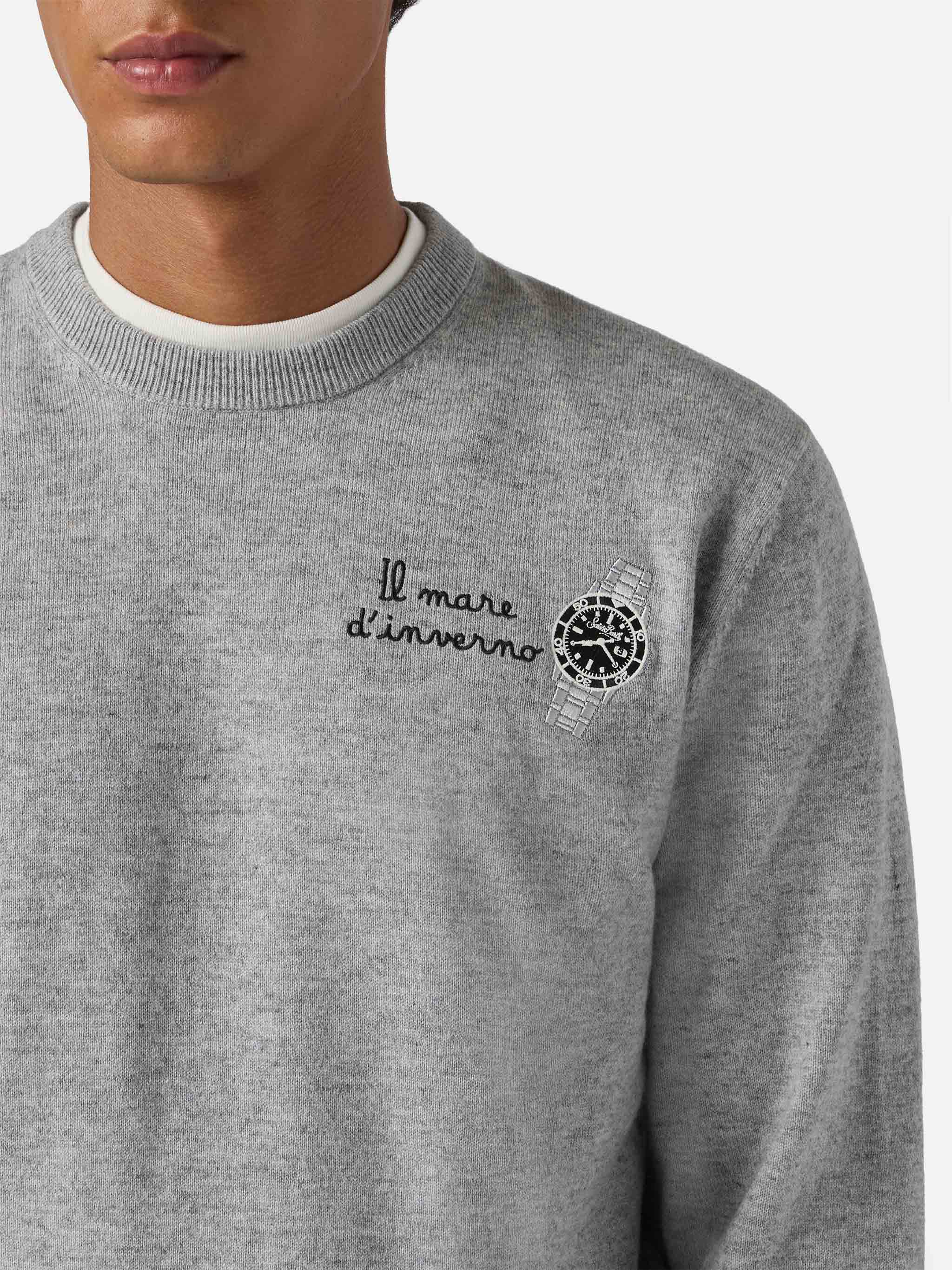 Maglione a girocollo Heron Light con ricamo Il mare d'inverno
