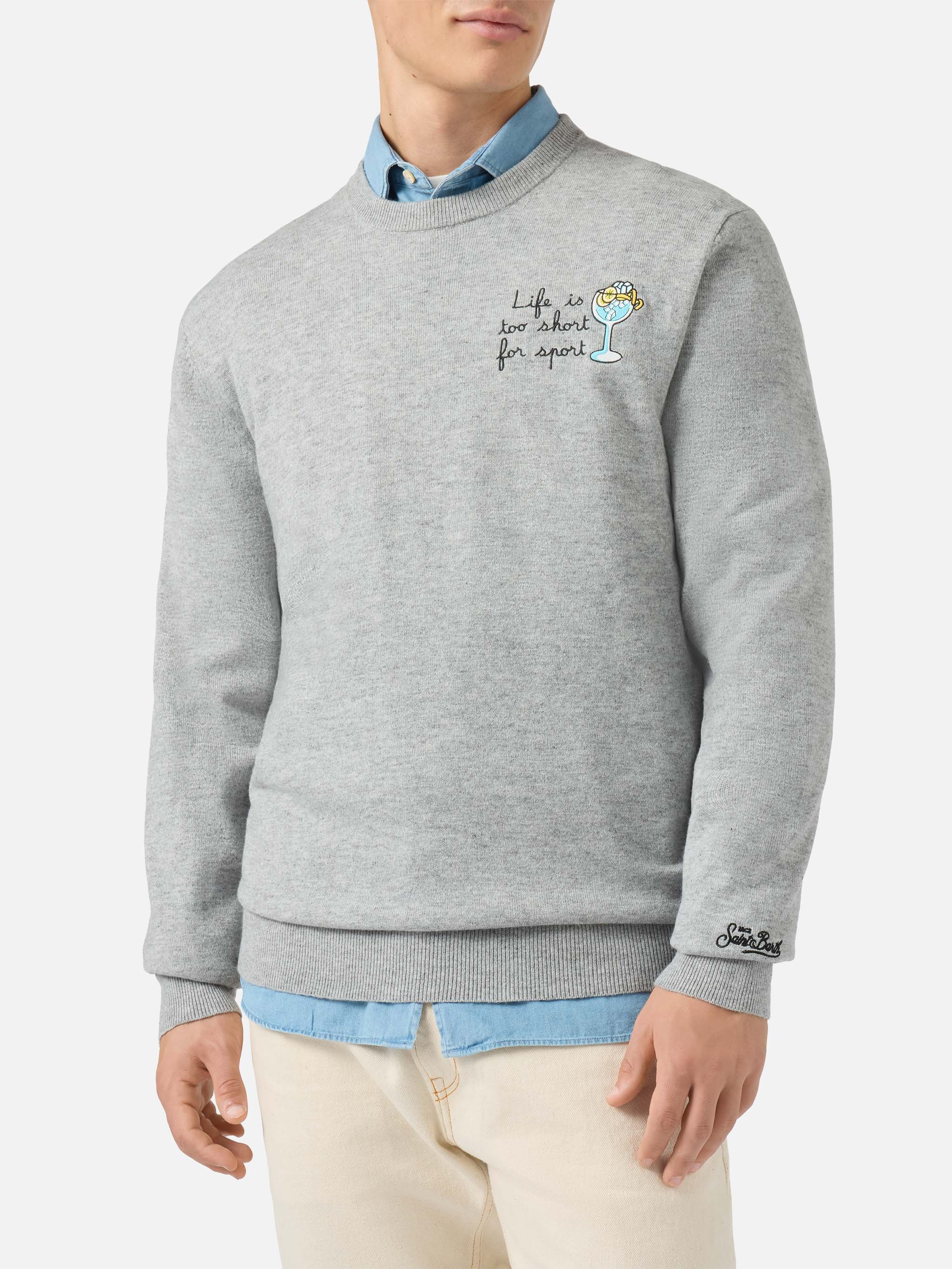 Maglione a girocollo Heron Light con ricamo Life is too short for sport - Image 2