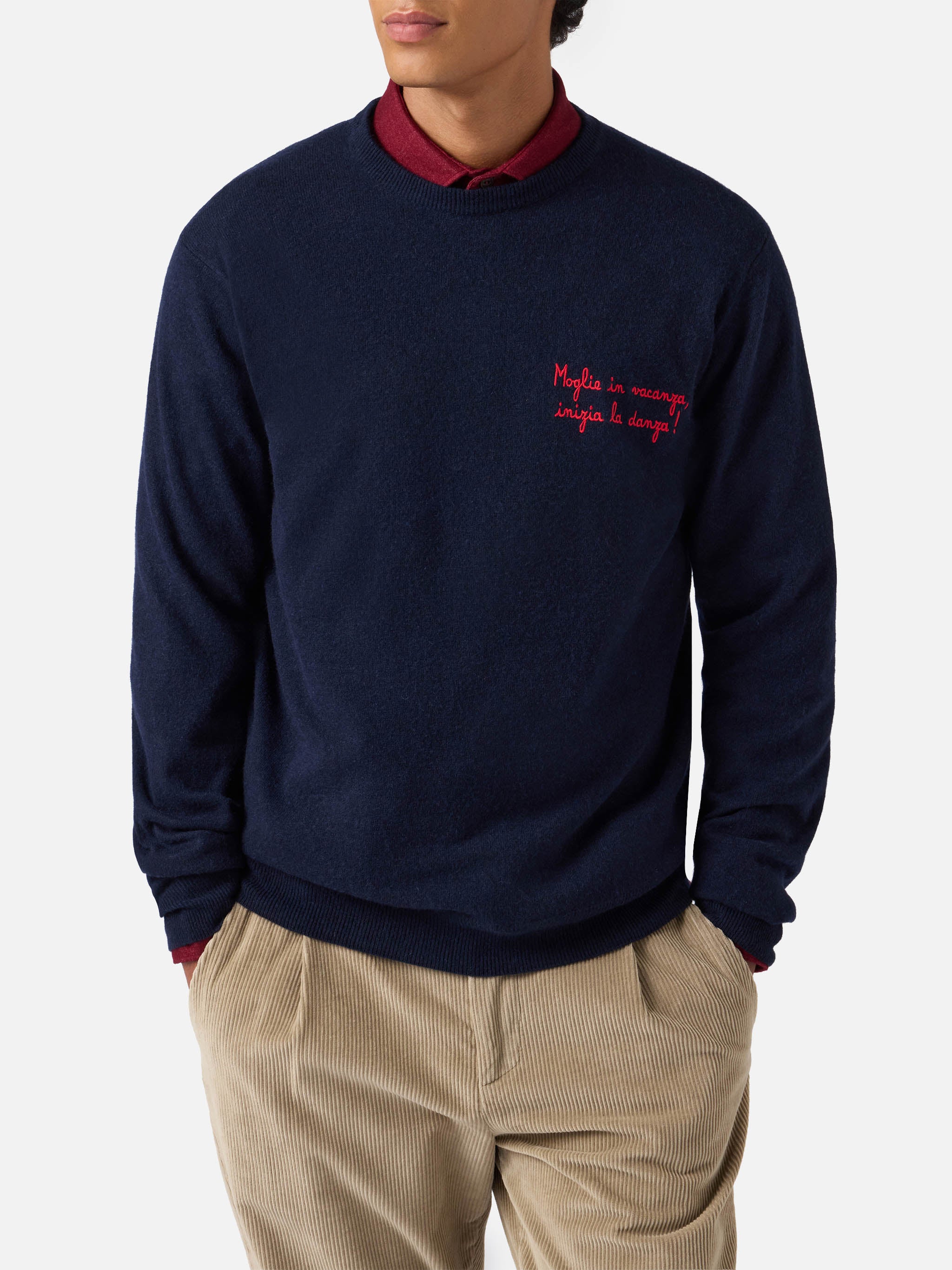 Maglione a girocollo Heron Light con ricamo Moglie in vacanza inizia la danza | YUPPIES SPECIAL EDITION - Image 2