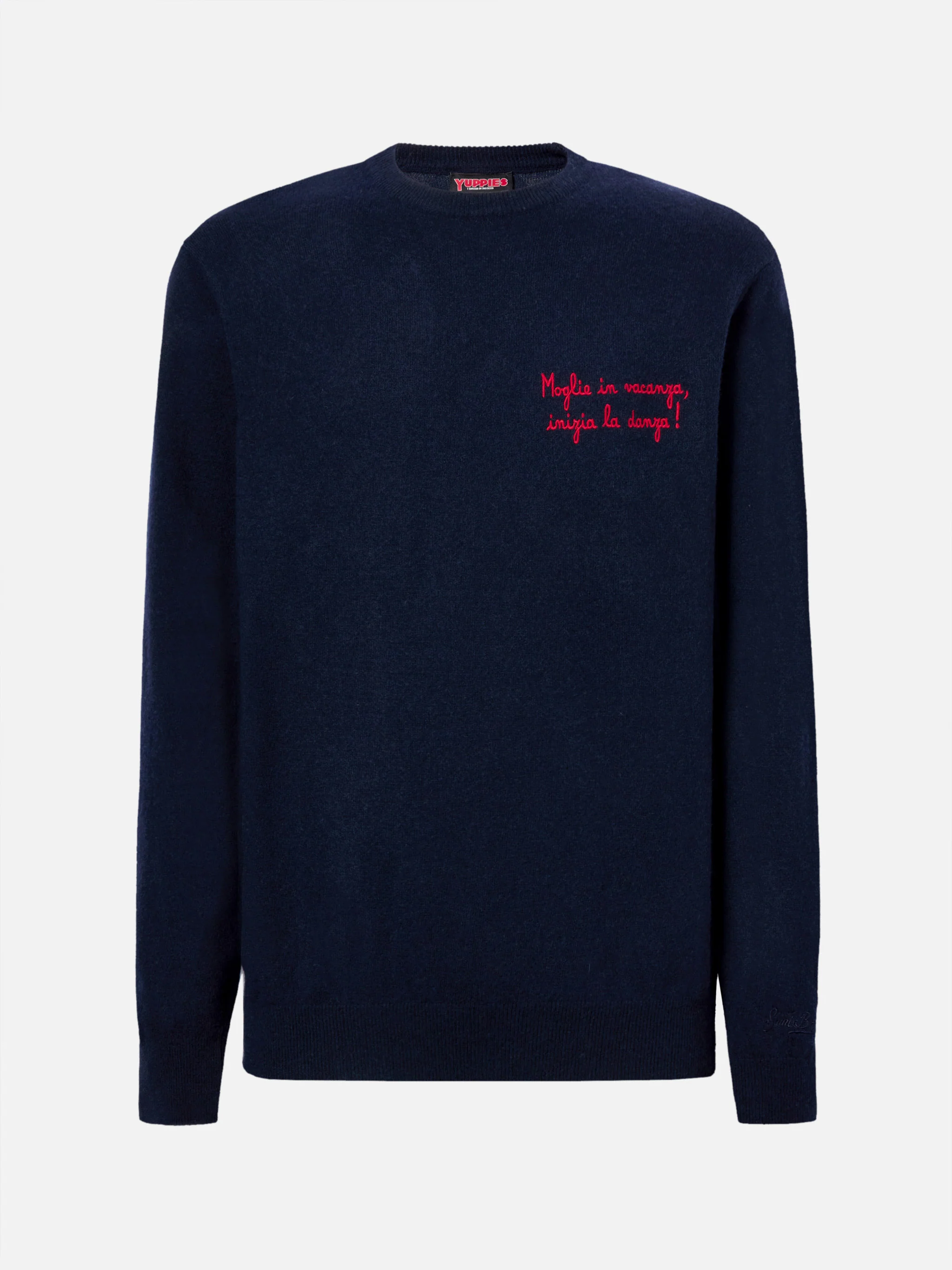 Maglione a girocollo Heron Light con ricamo Moglie in vacanza inizia la danza | YUPPIES SPECIAL EDITION - Image 4
