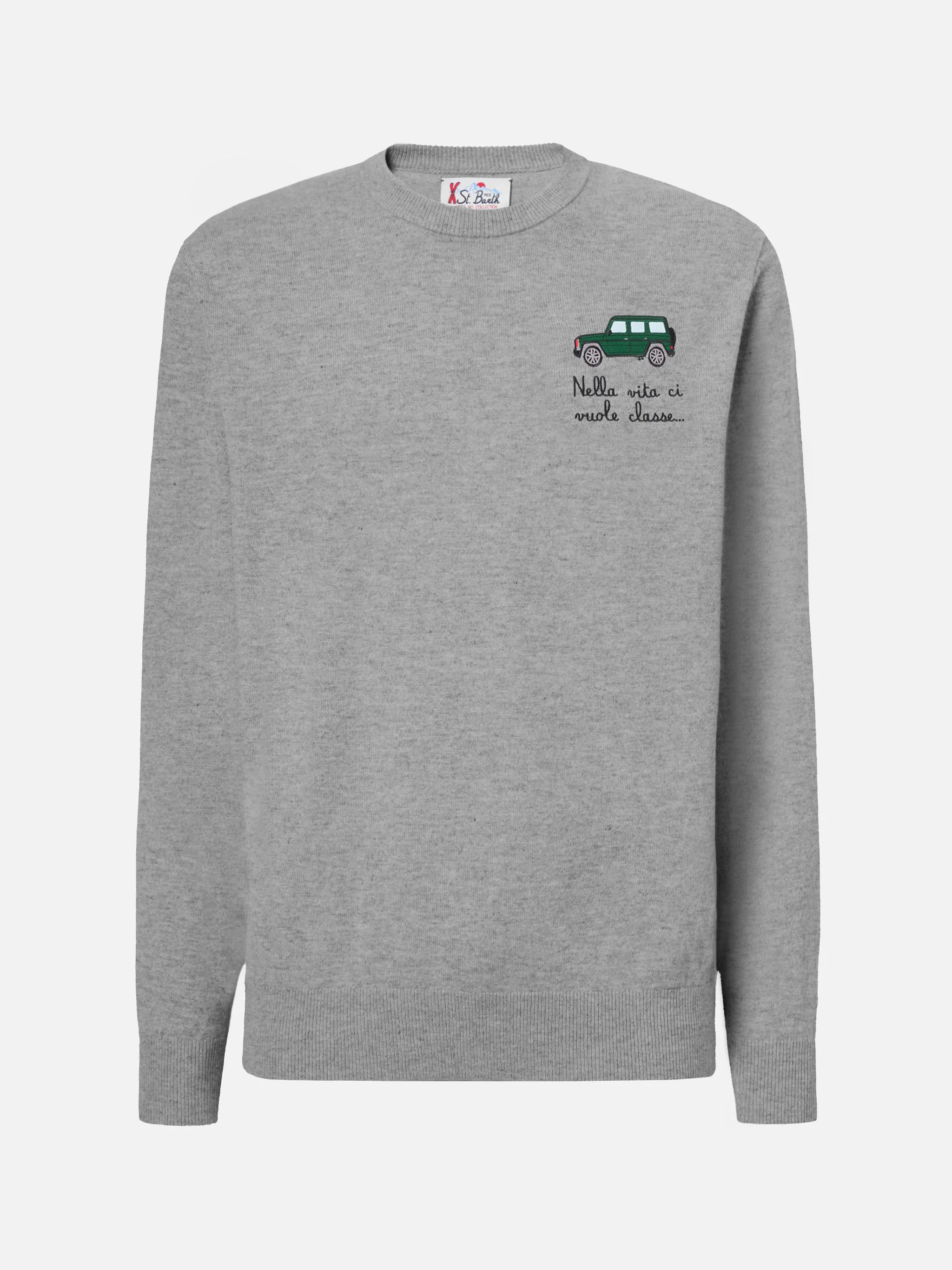 Maglione a girocollo Heron Light con ricamo Nella vita ci vuole classe - Image 5