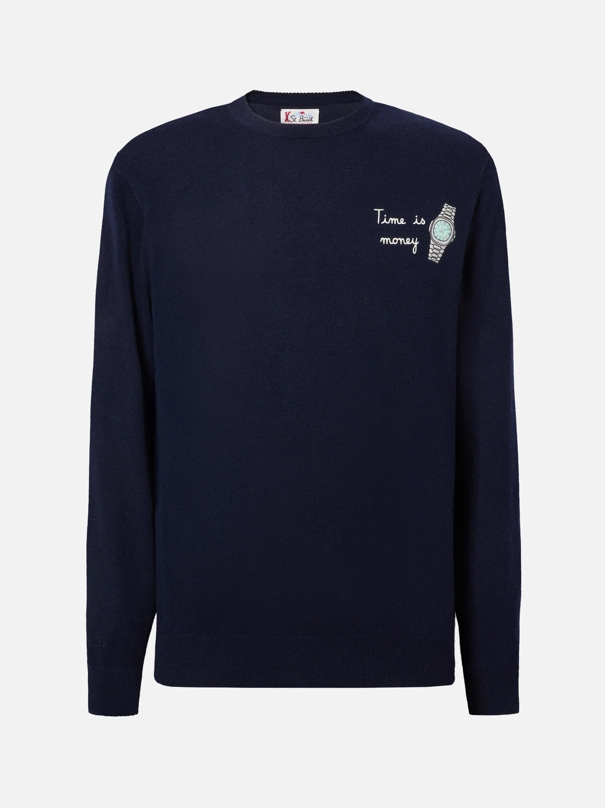 Maglione a girocollo Heron Light con ricamo orologio Time is Money - Image 5