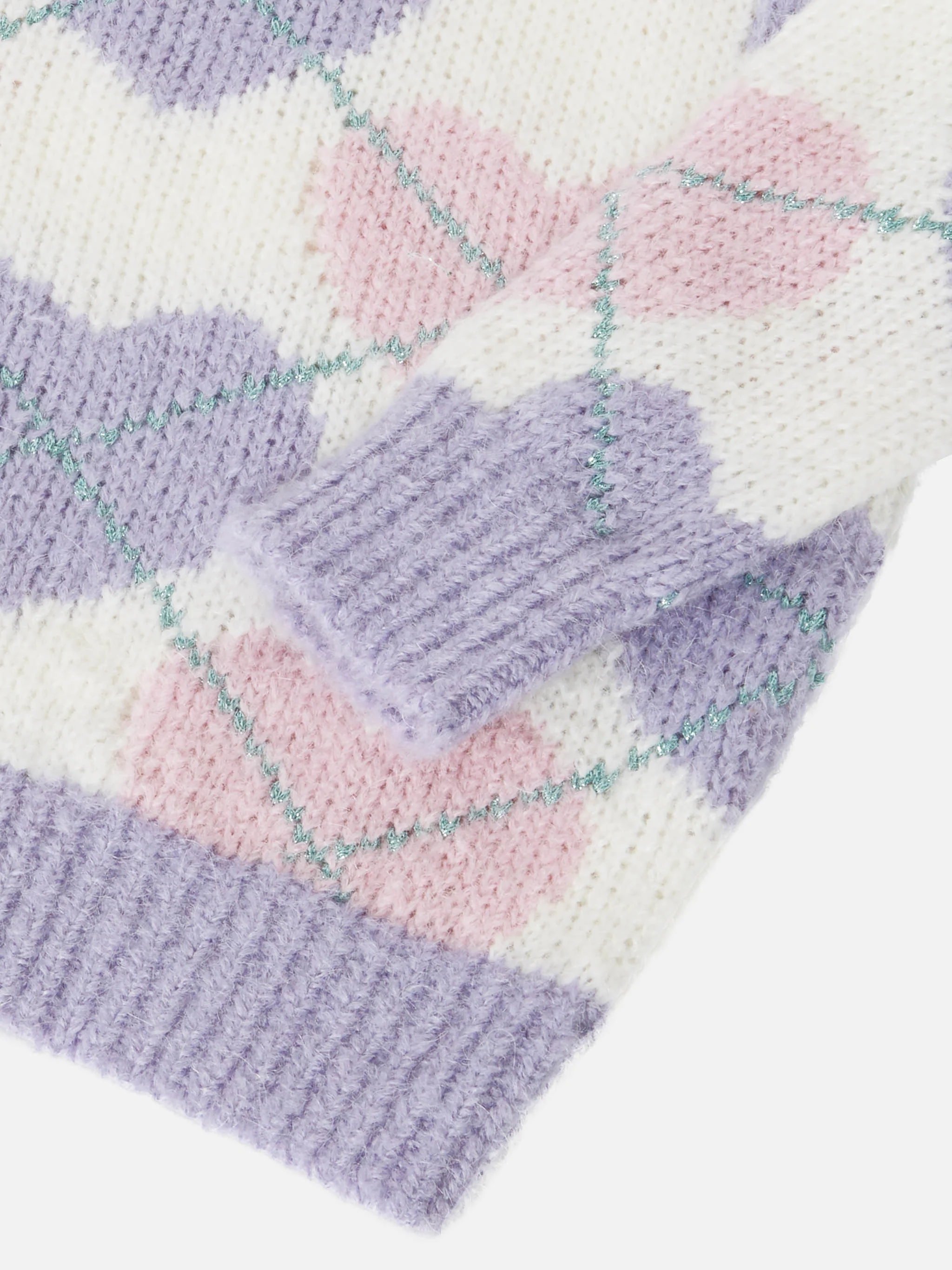 Girocollo con jacquard a rombi con cuori - Image 4