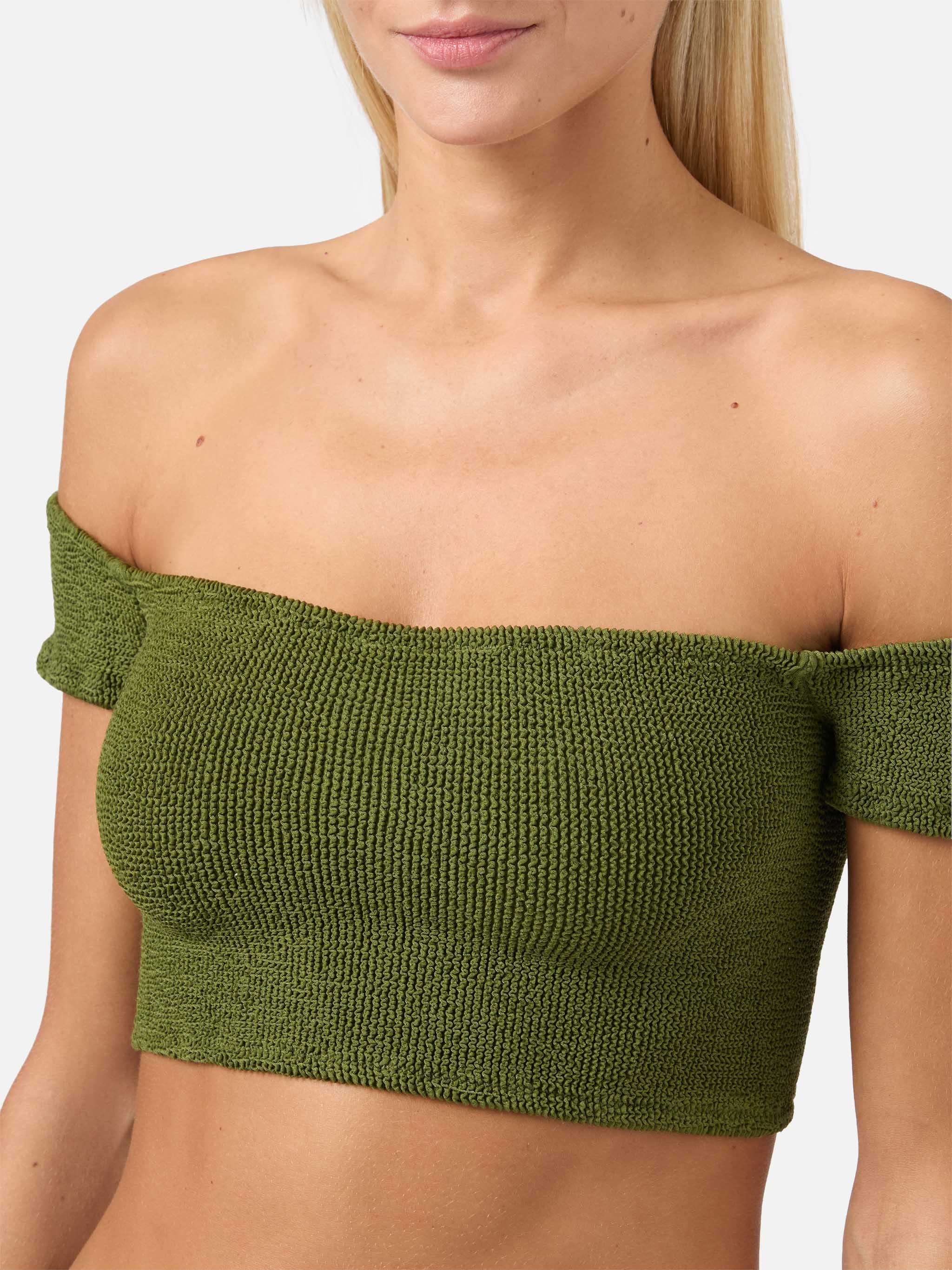 Top crinkle a fascia Zena con spalline larghe - Image 2