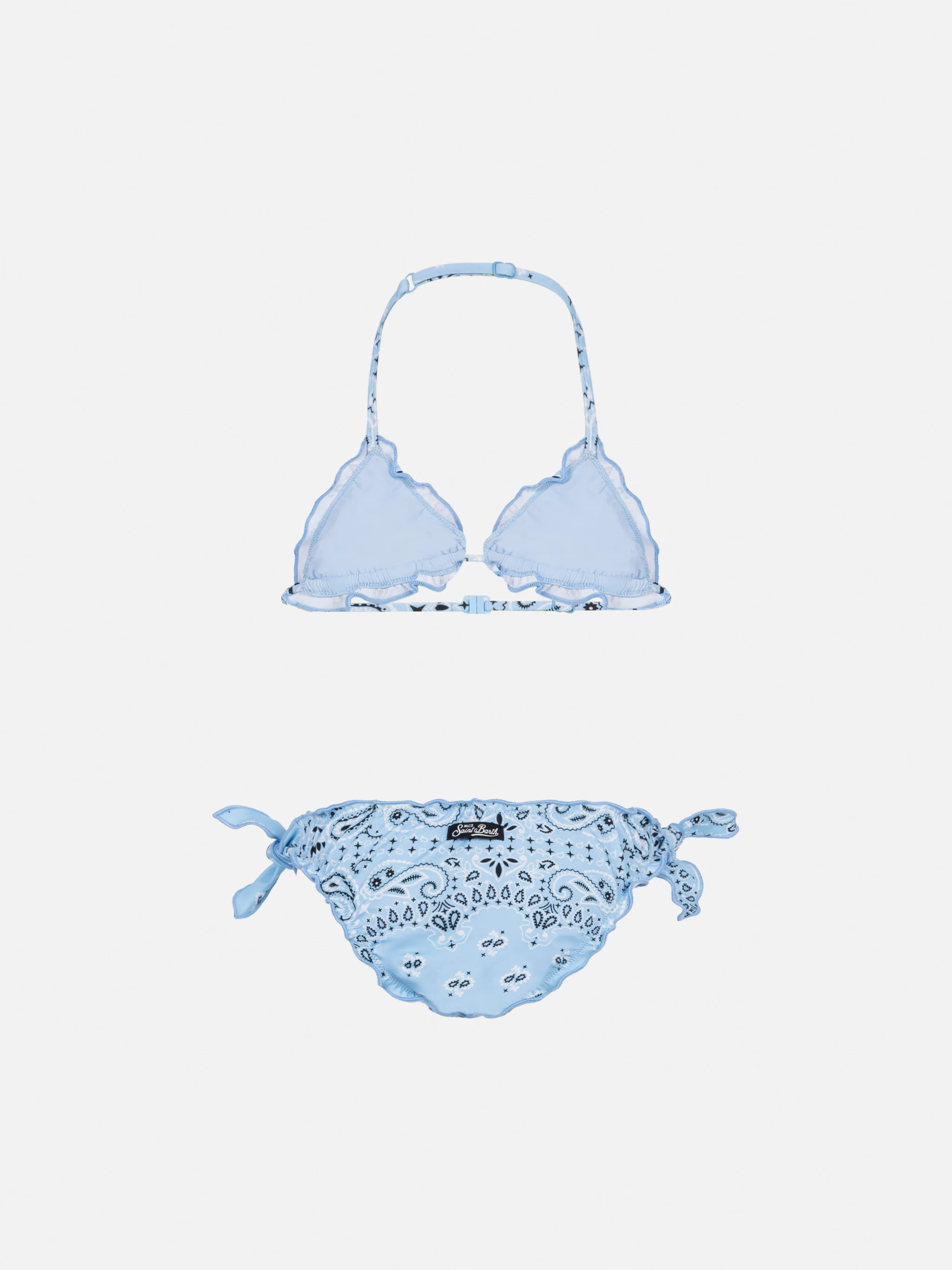 Bikini a triangolo classico Cris con stampa bandana azzurra - Image 2