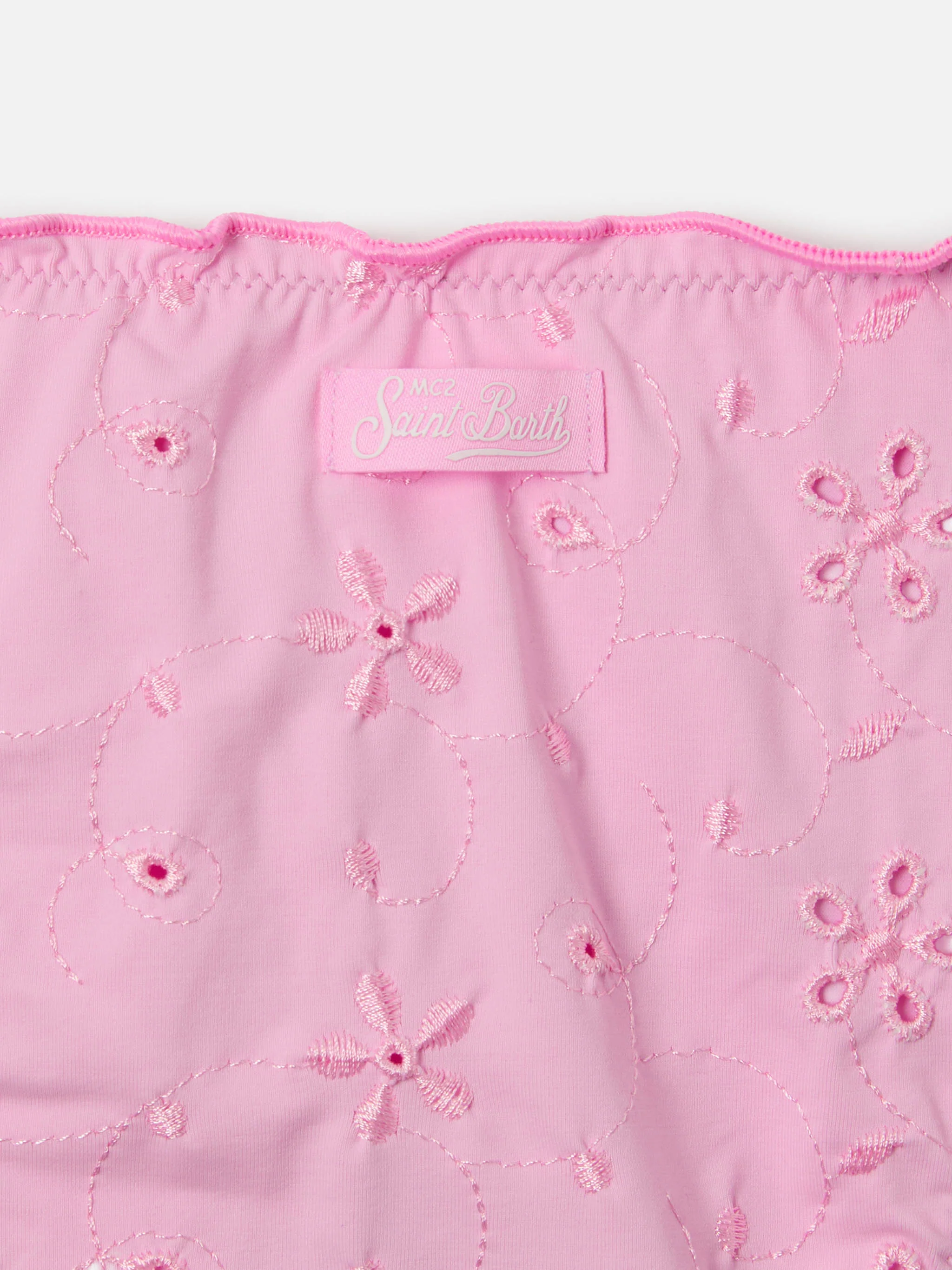 Bikini Cris in tessuto sangallo rosa con bordi arricciati - Image 3