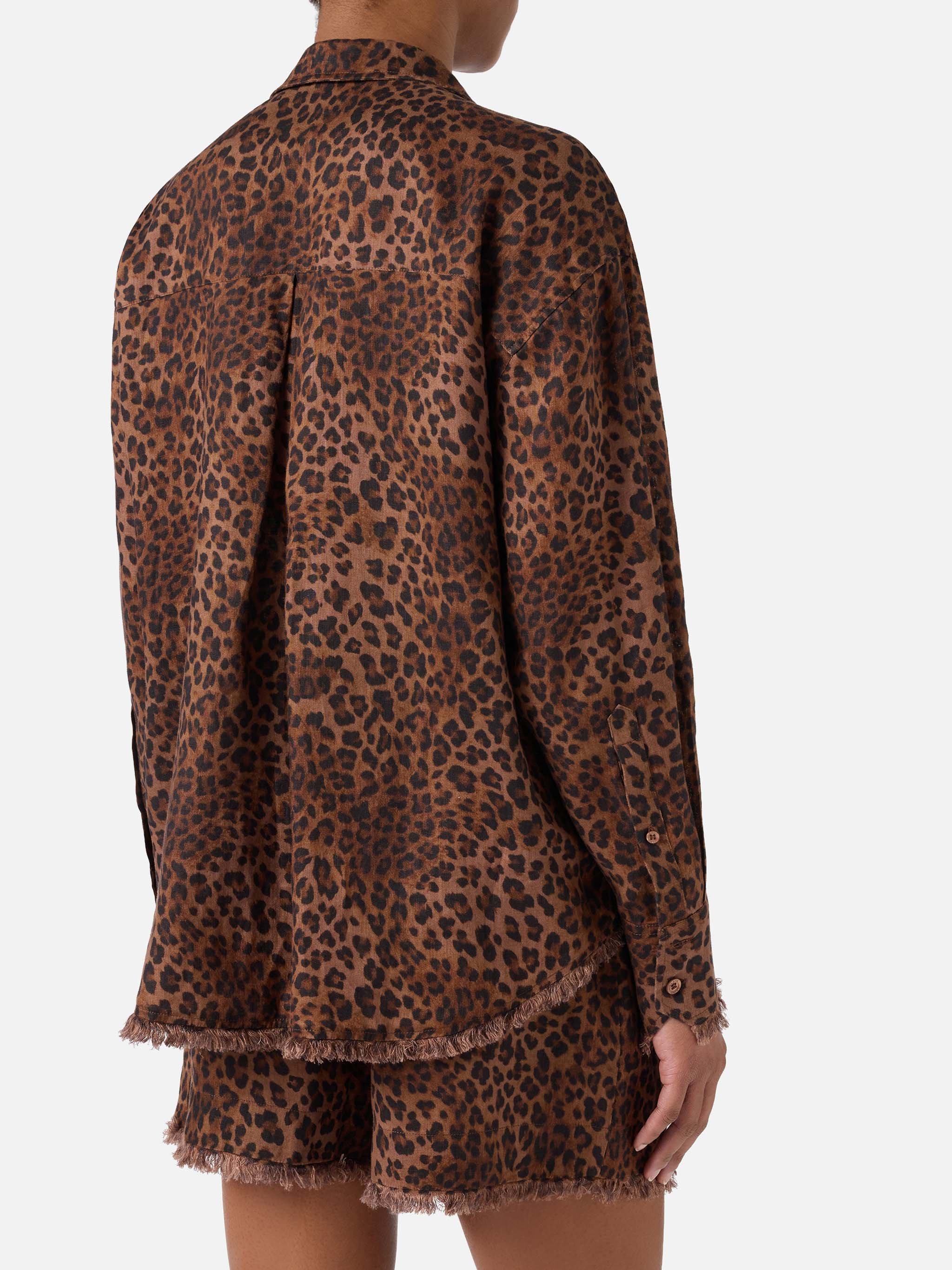 Camicia Cristal in lino con stampa leopardata - Image 3