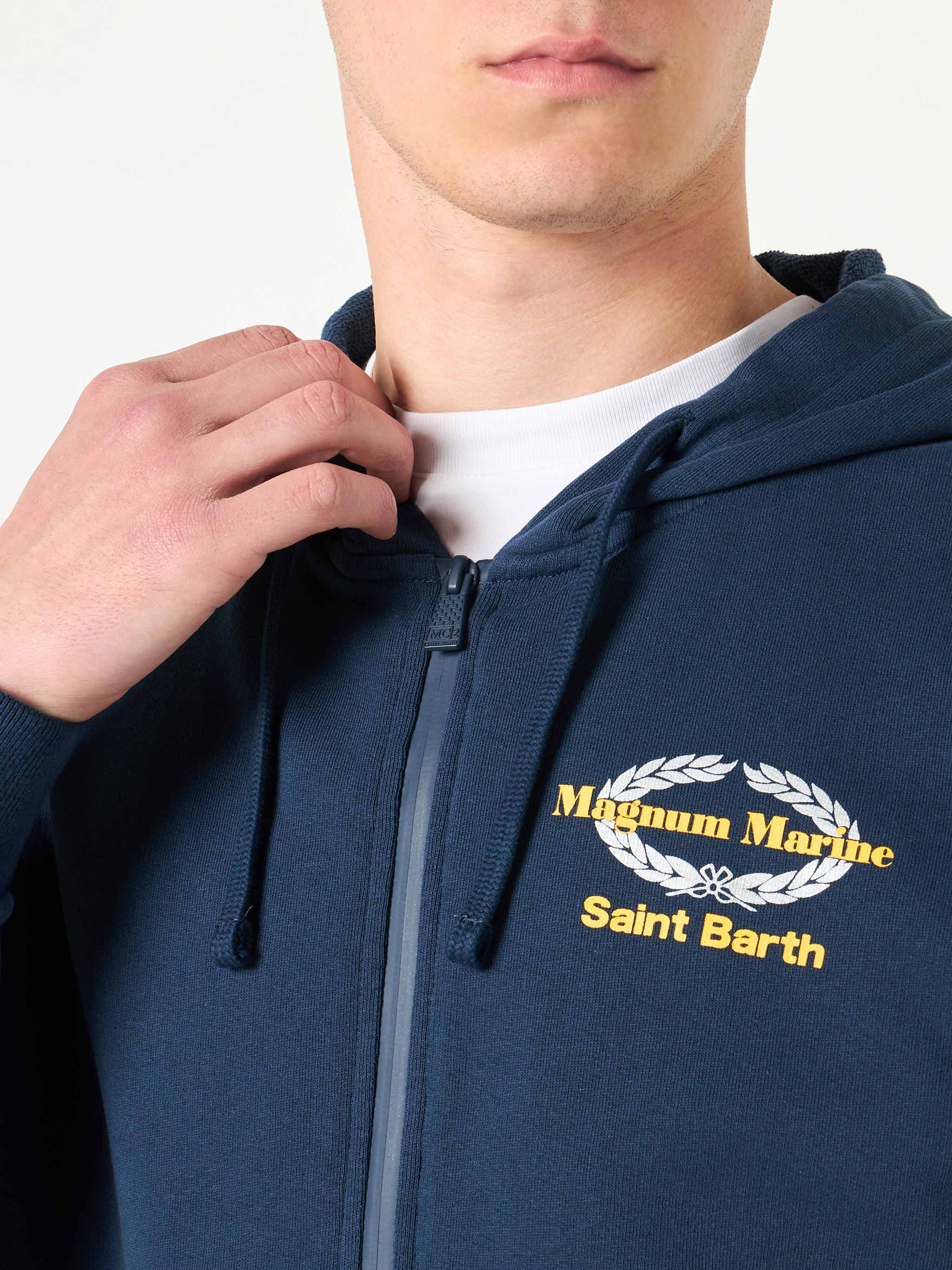 Felpa in cotone blu con cappuccio con ricamo Magnum Marine Saint Barth | EDIZIONE SPECIALE MAGNUM MARINE - Image 3