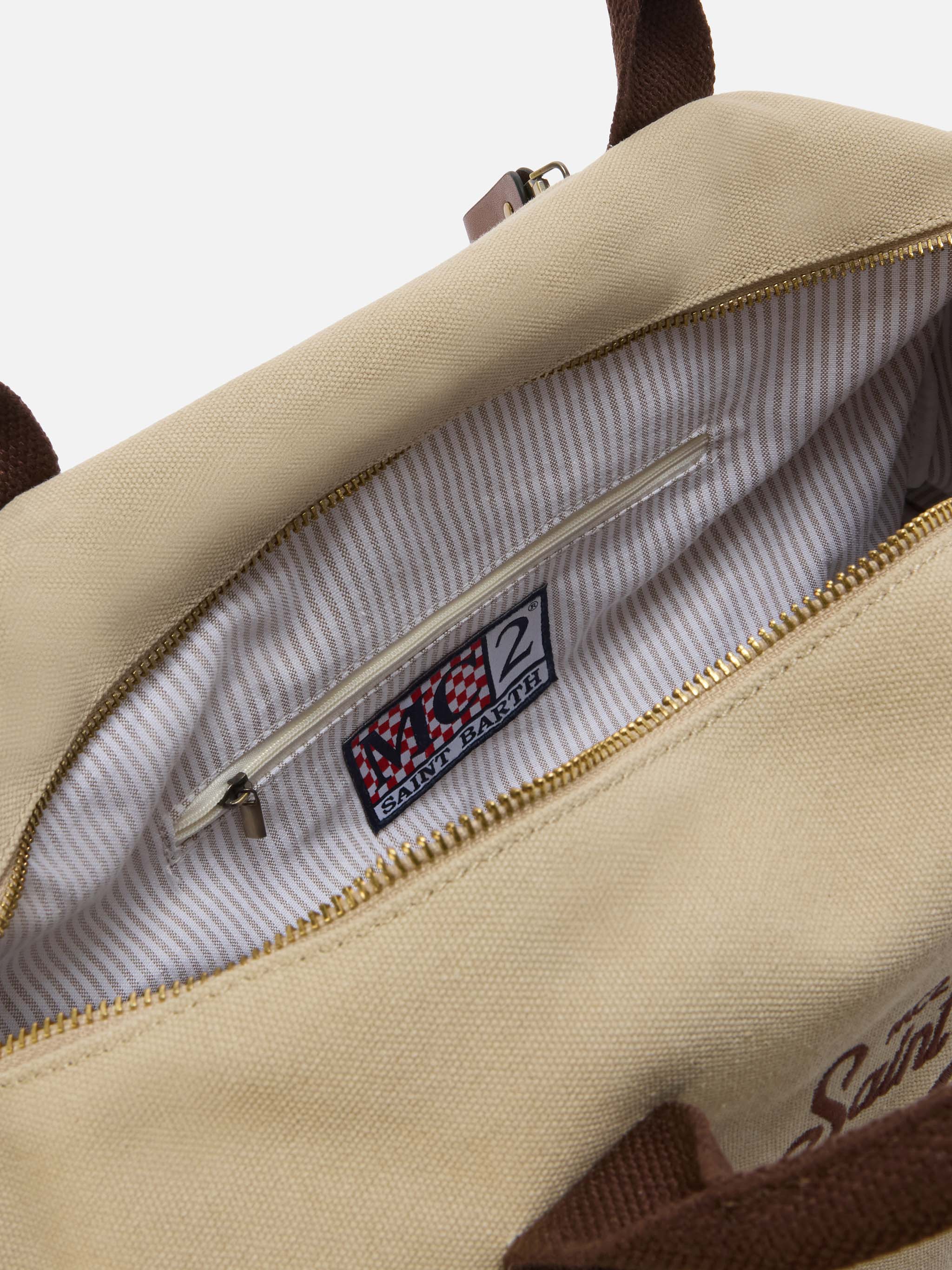 Borsone Daily in misto cotone beige con logo ricamato - Image 4