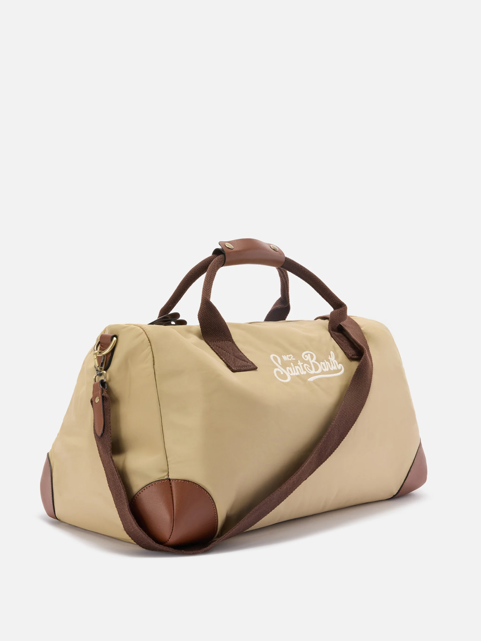 Borsone Daily in nylon beige con logo ricamato - Image 2