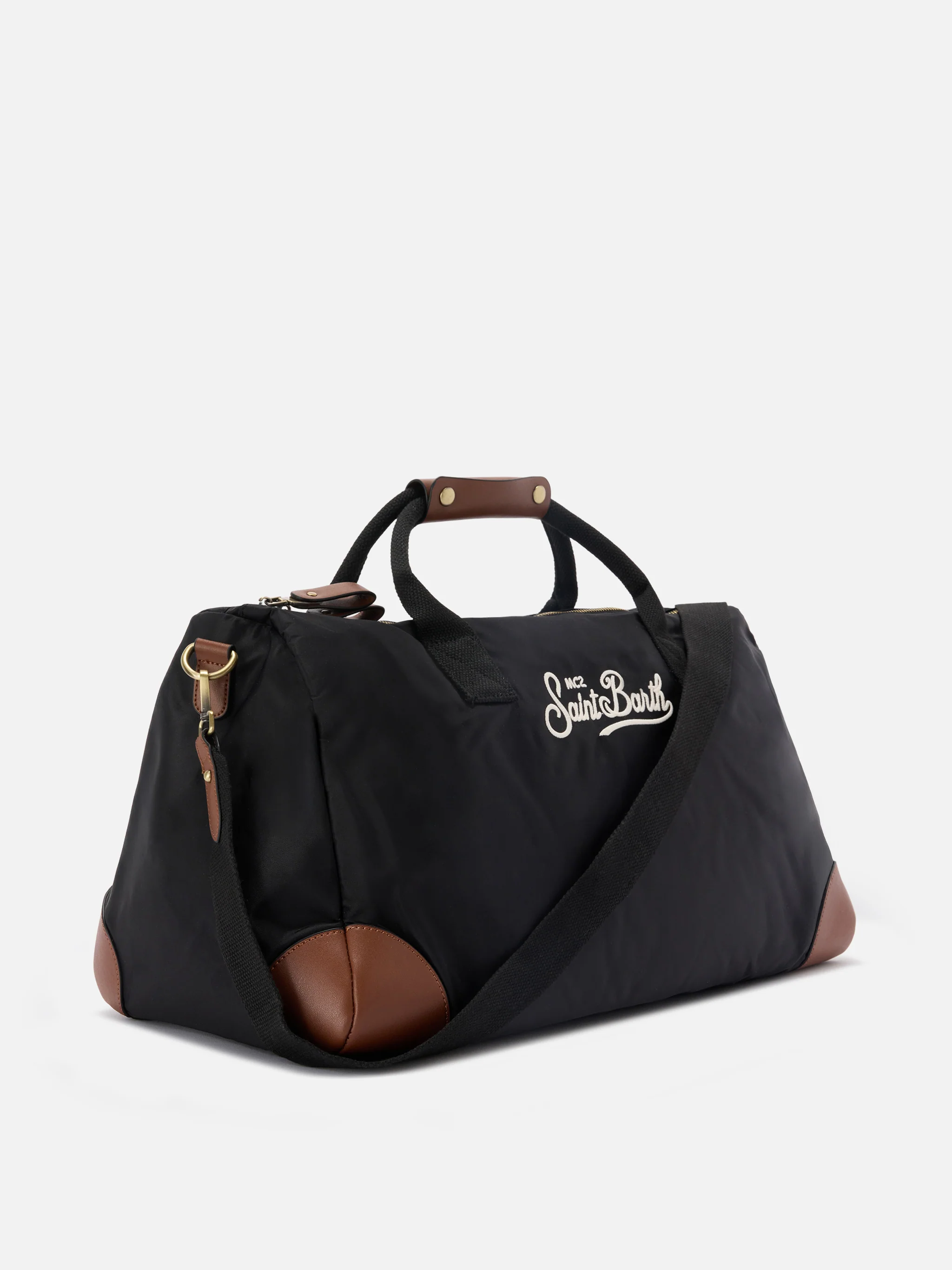 Borsone Daily in nylon nero con logo ricamato - Image 2