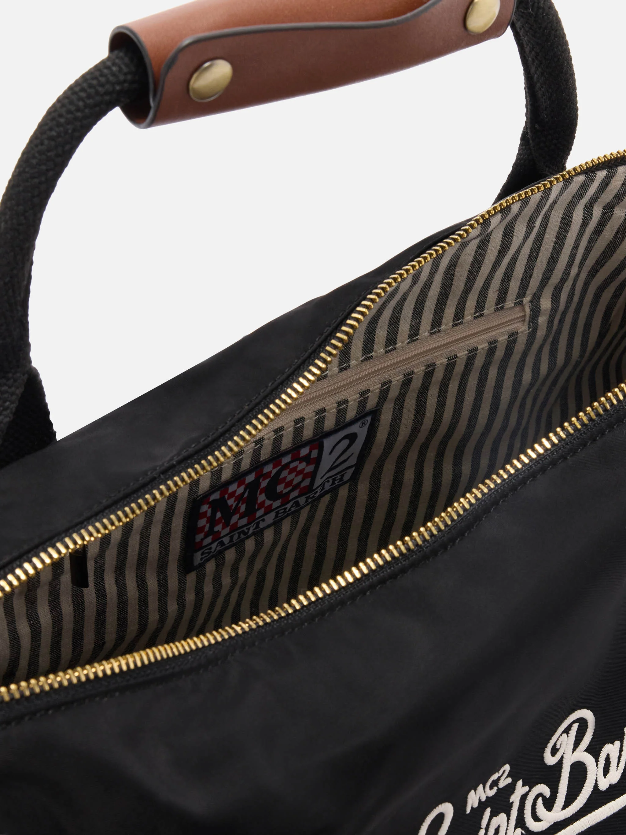 Borsone Daily in nylon nero con logo ricamato - Image 4