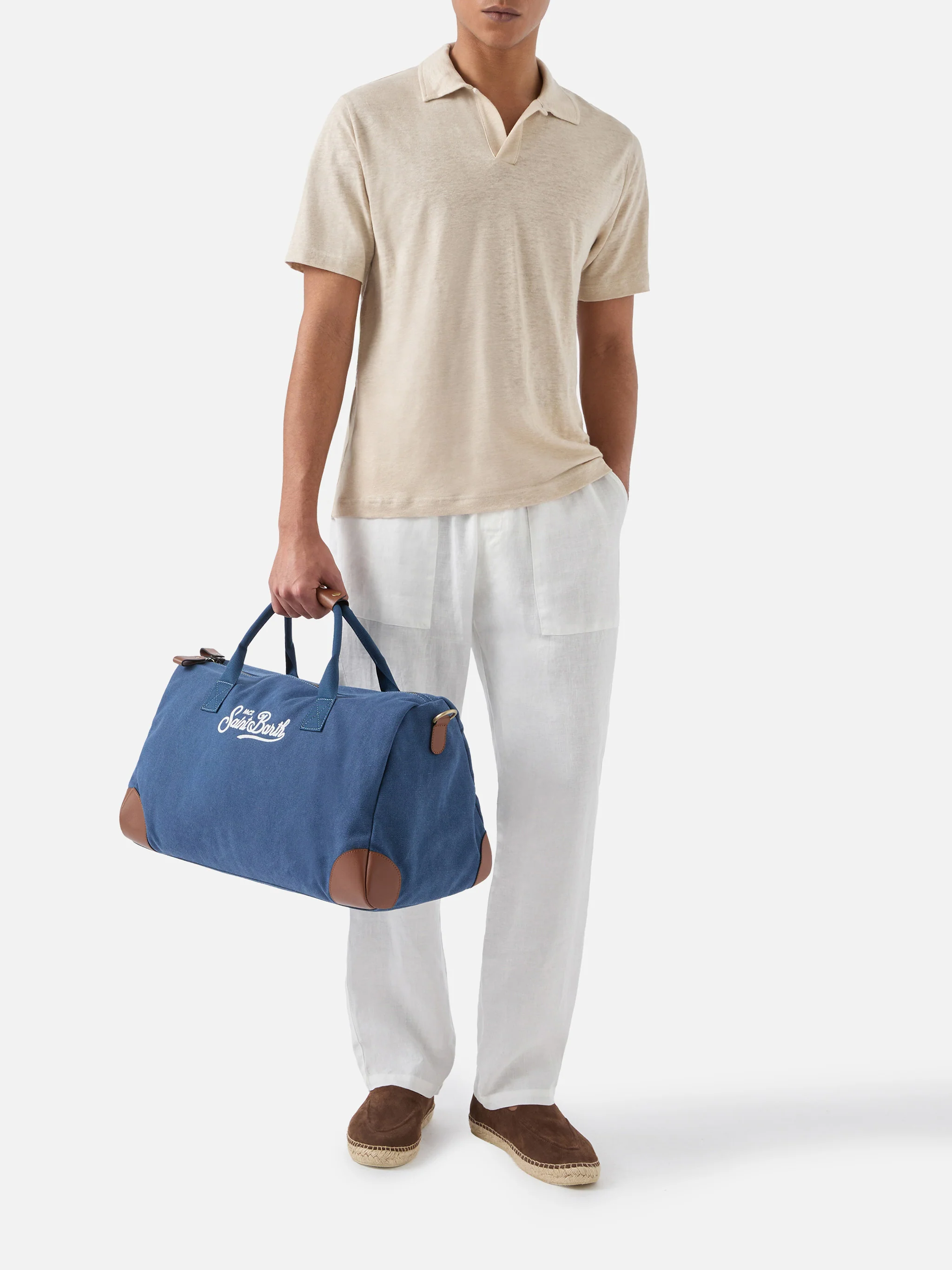 Borsone Daily in misto cotone navy con logo ricamato - Image 2