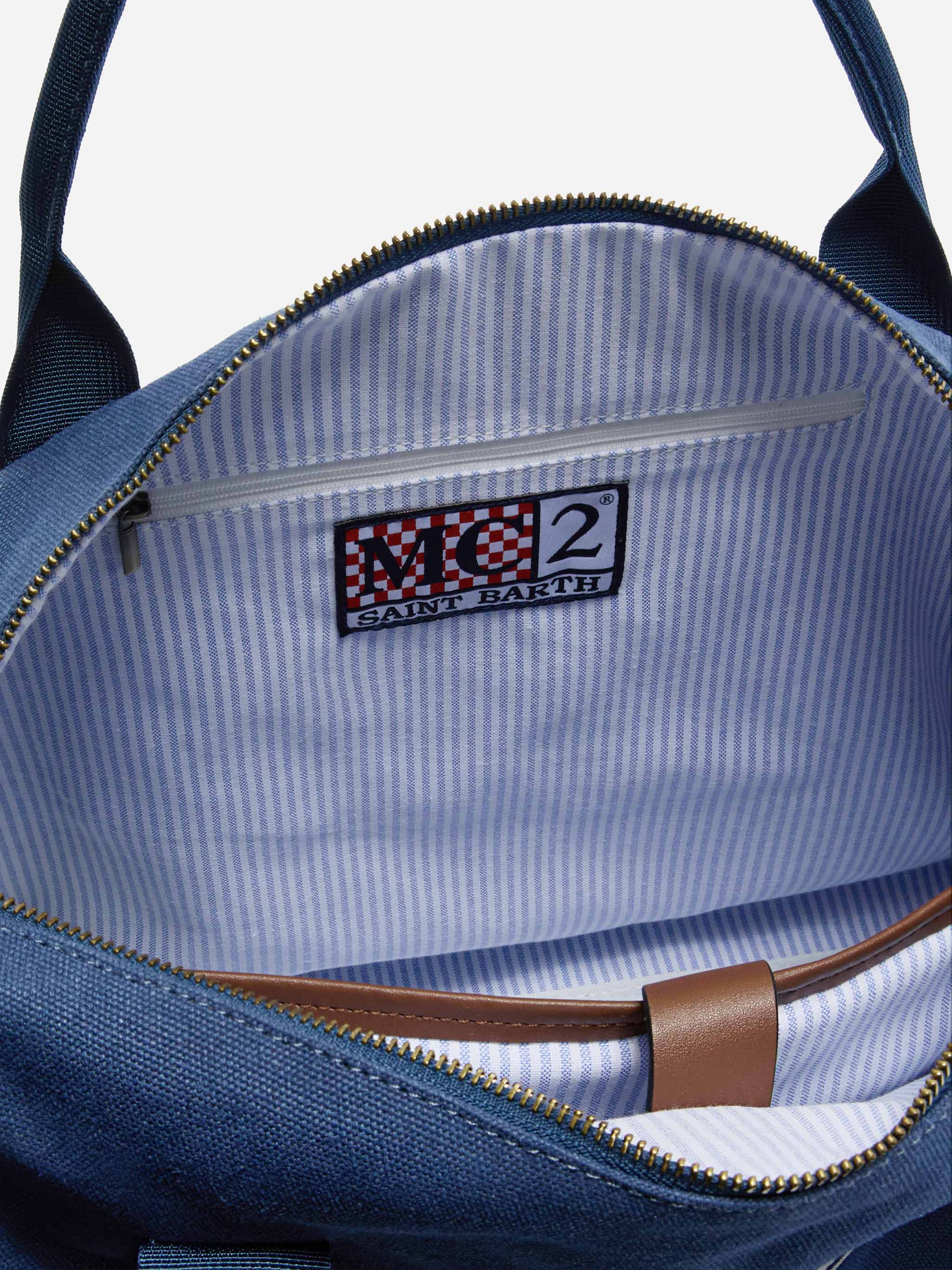 Borsone Daily in misto cotone navy con logo ricamato - Image 5