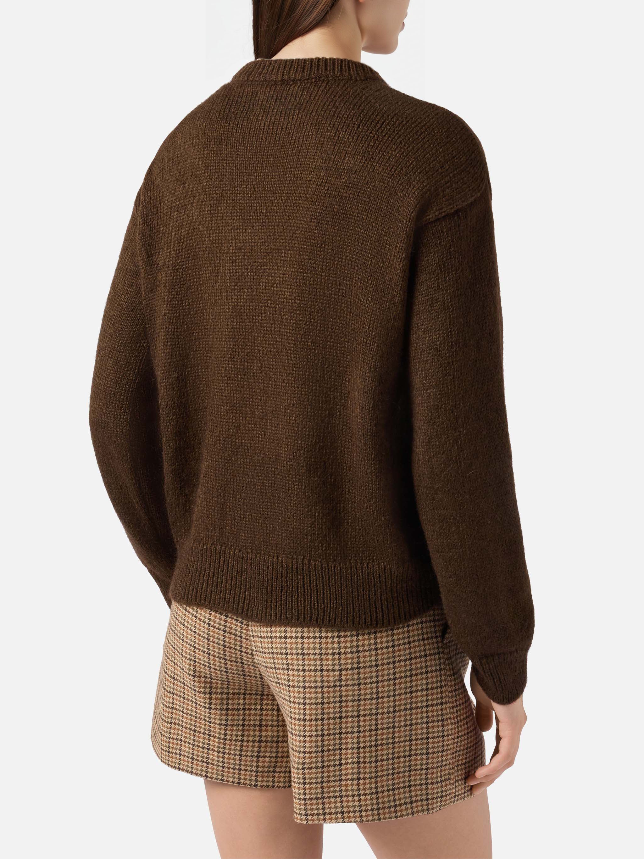 Maglione Danya in misto alpaca marrone con jacquard St. Barth - Image 3