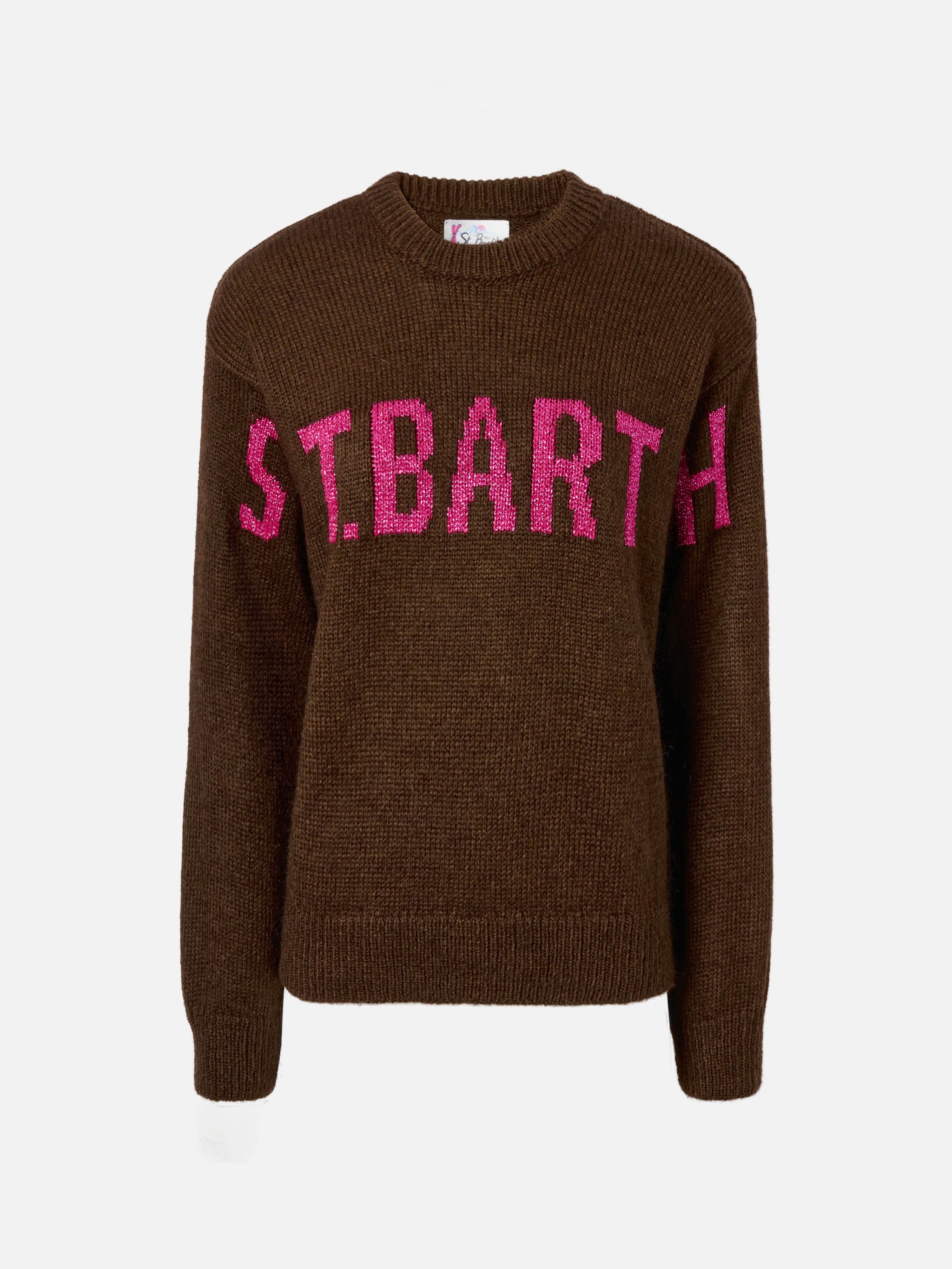 Maglione Danya in misto alpaca marrone con jacquard St. Barth - Image 5