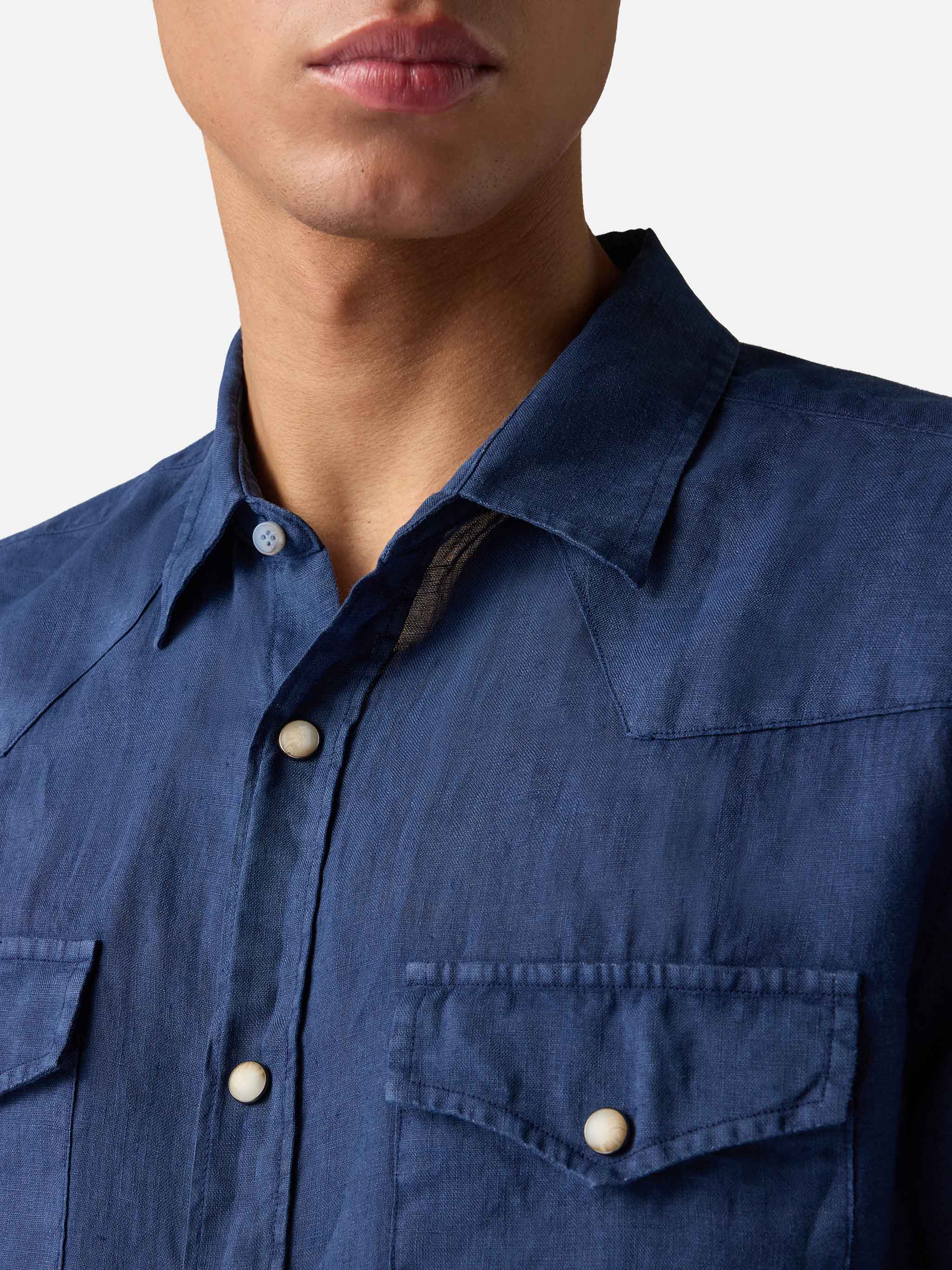 Camicia in lino denim scuro - Image 2